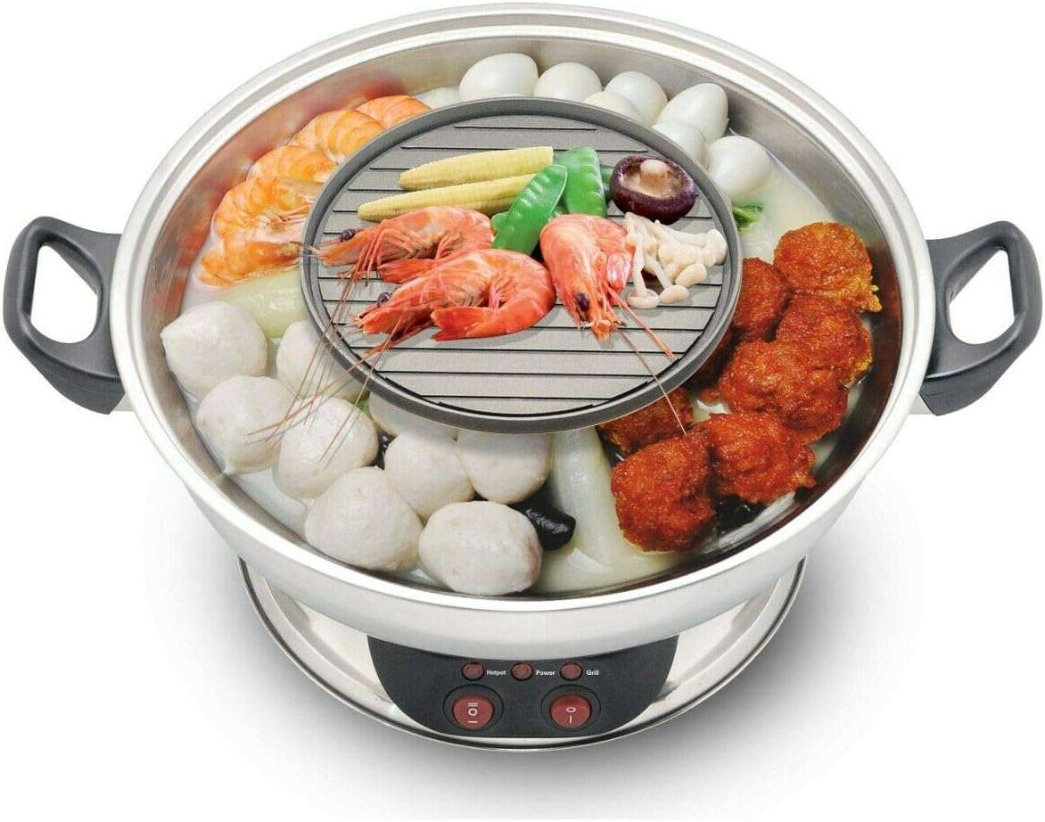 2In1 Electric Hotpot with BBQ Grill by Galaxy Tiger SET-400A - Stainless Steel Shabu Shabu Steamboat and BBQ Grill Combined in One Hot Pot - Perfect for Family Gatherings, Parties and Events image number 1