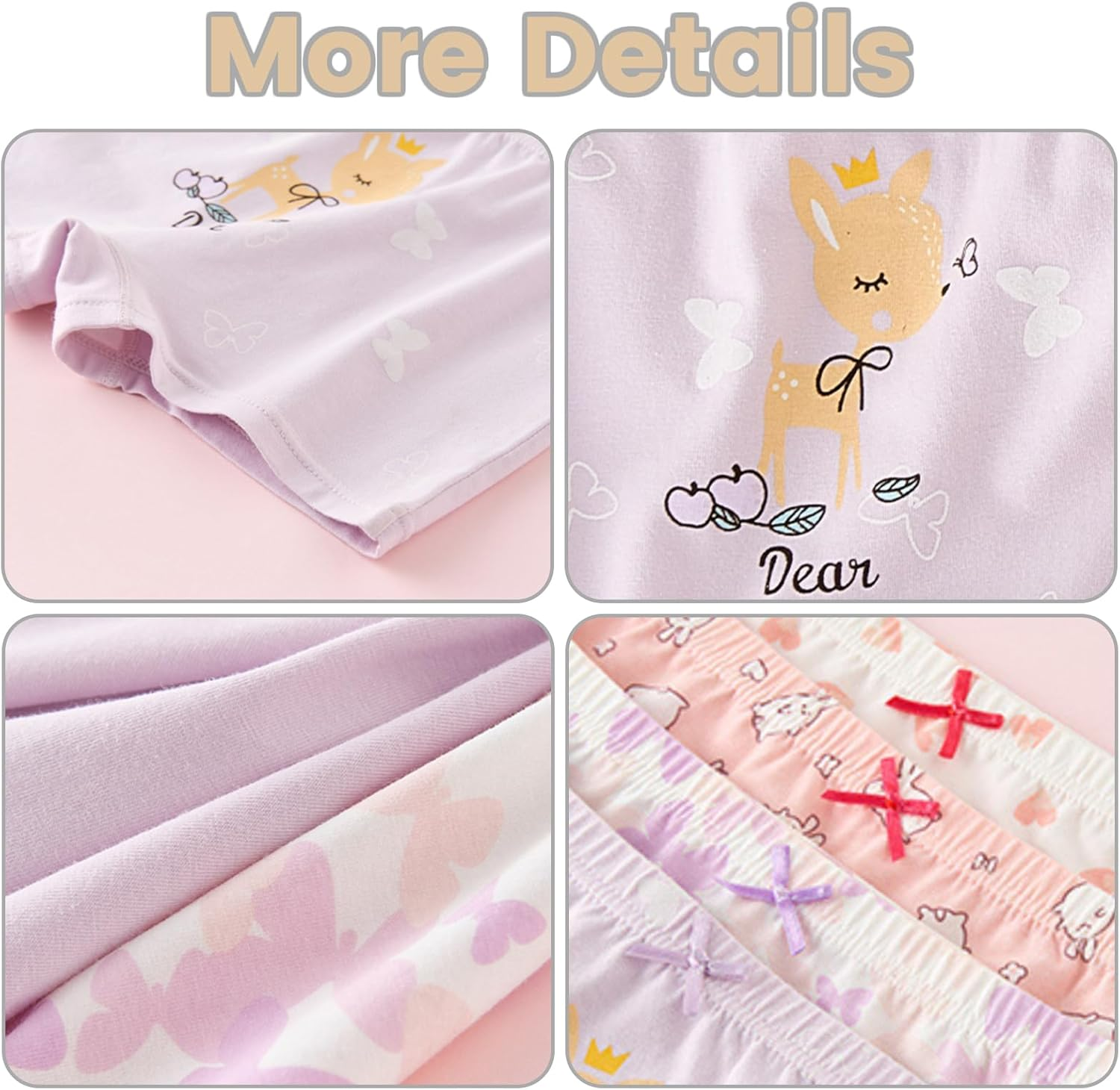 ZONEY 4 Pack Little Girls Cotton Underwear Soft Shorts Kids Boxer Briefs Panties for 2-10 Years image number 4