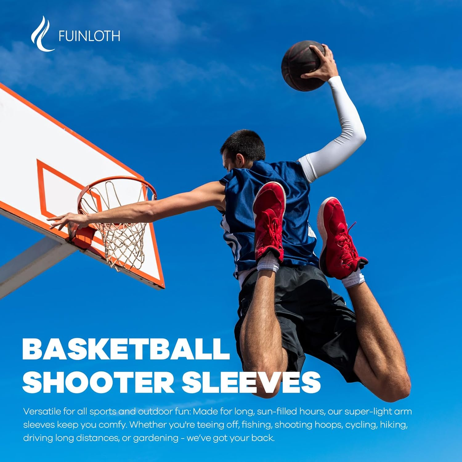 Fuinloth Arm Sleeves, Cooling UV Sun Protection Sports Gaming Compression for Men/Women image number 2