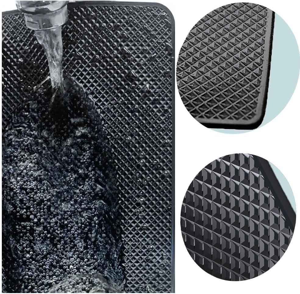 2 Pack Non-Slip Mat for Car, Anti-Slip Pads, Silicone Gel Mat for Cellphone Ornaments Fixed Center Console Grid Holds Cell Sunglasses, Keys, Coins, Phones (Black)