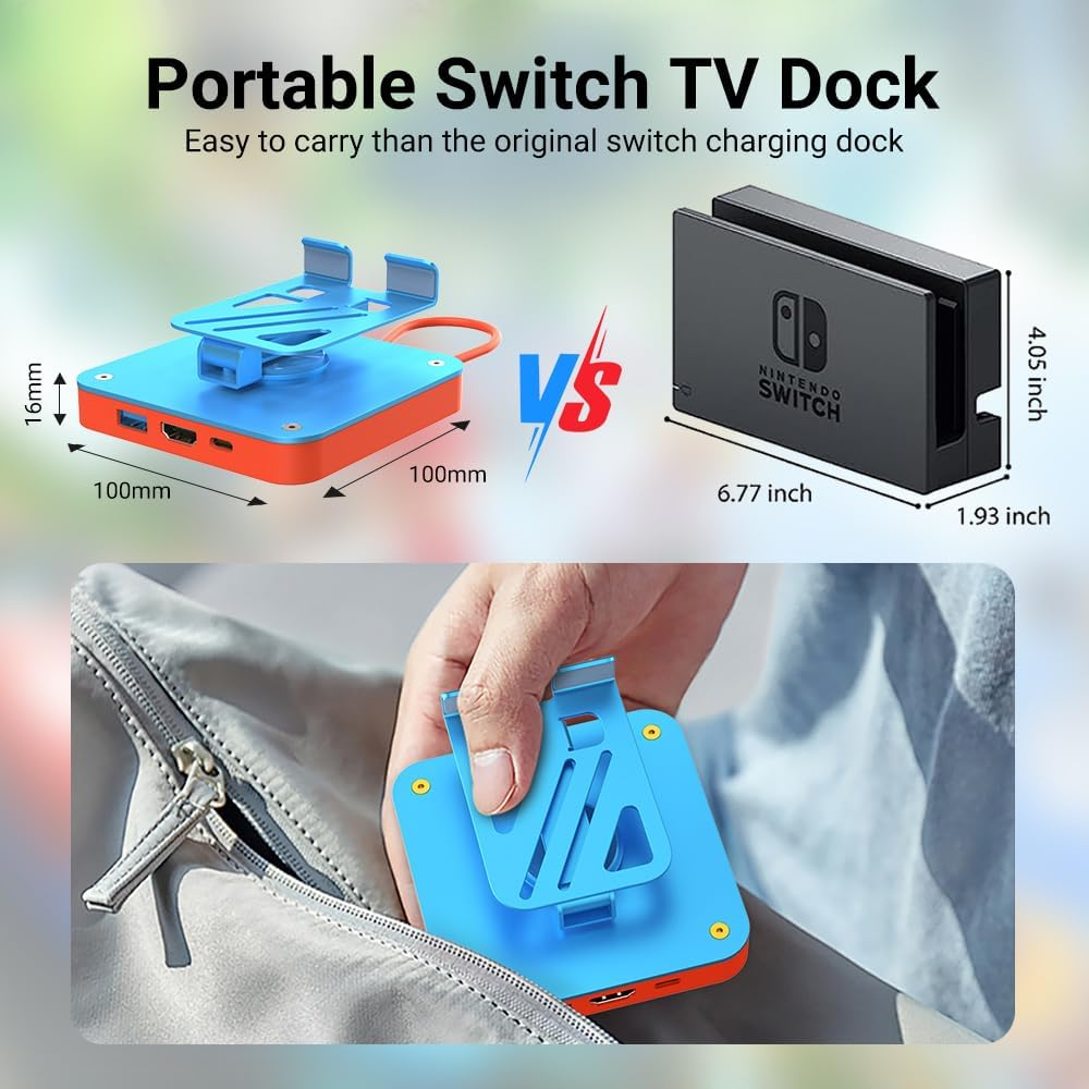 GOPALA Switch Dock: Adjustable Stand for Nintendo Switch/Oled/Steam Deck/Ipad Pro/Macbook/Dell/Hp - 4K/1080P Replacement Docking Station image number 1