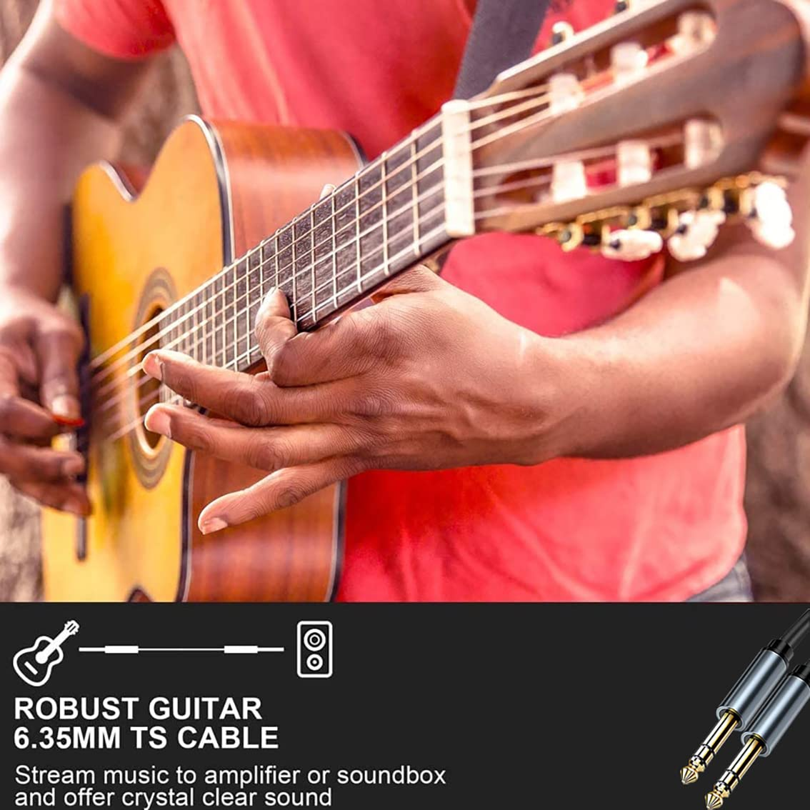 1/4 Inch TRS Instrument Cable, Tunghey 6.35Mm Male Jack Stereo Audio Cord, 6.35 Balanced Interconnect Line for Electric Guitar, Bass,Keyboard, Mixer, Amplifier, Speaker (0.5M) - 0.5M image number 5