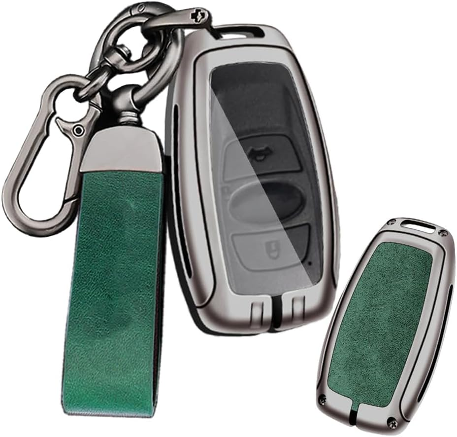 Ontto Alloy Leather Car Key Fob Cover Fit for Subaru BRZ Forester Legacy Outback WRX STI Impreza XV Crosstrek Smart Key Holder Case Keyring Shell Bag Keychain Accessories