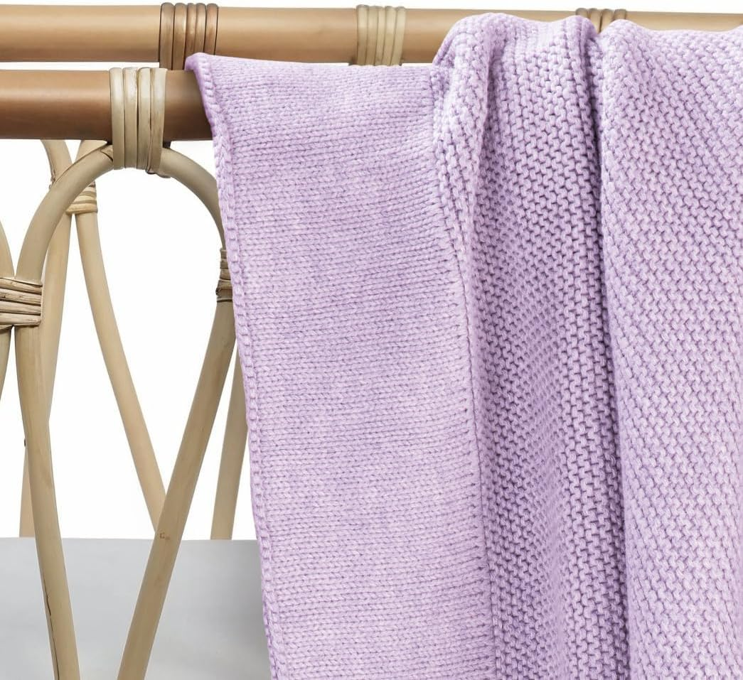 Cotton Baby Blanket Newborn and Infant &ndash; 100% Organic Cotton Classic Knit &ndash; Soft, Breathable, and Gentle &ndash; Perfect for Pram, Stroller, Crib, Nursery, and Baby Cot - 100Cm X 75Cm (Lilac) image number 3