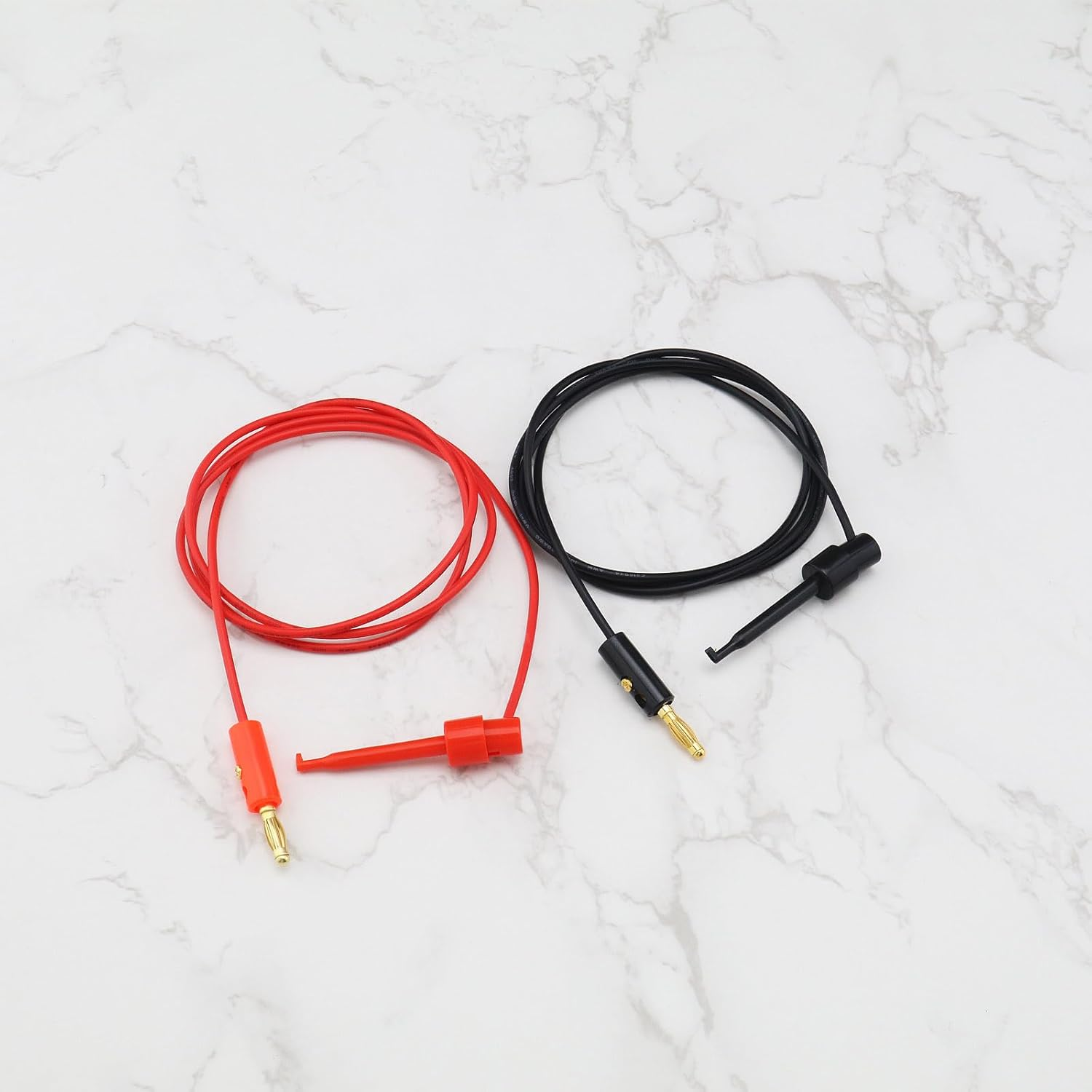 4Pcs 4Mm Banana Plug Micro Gripper Test Hook Clamp Gold Plated Connection Wire for Multimeter Electrical Testing Laboratory Application Red and Black image number 2