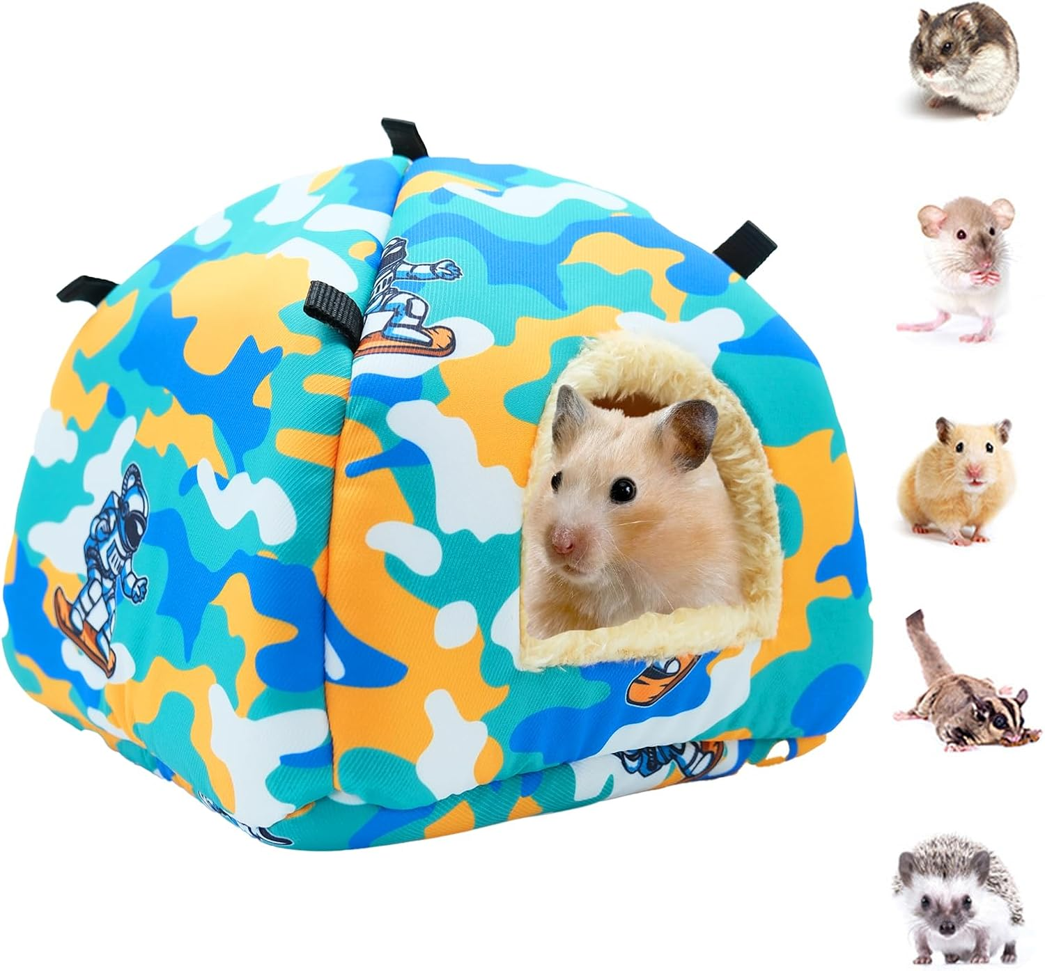 SUSOO Plush Warm Hamster Hideout for Small Animal Bedding Cage Accessories,Breathable Guinea Pig Bed House Hideout for Dwarf Rabbits,Chinchillas,Hamsters,Hedgehogs,Squirrel and Rats（Flowers/M/Size image number 4