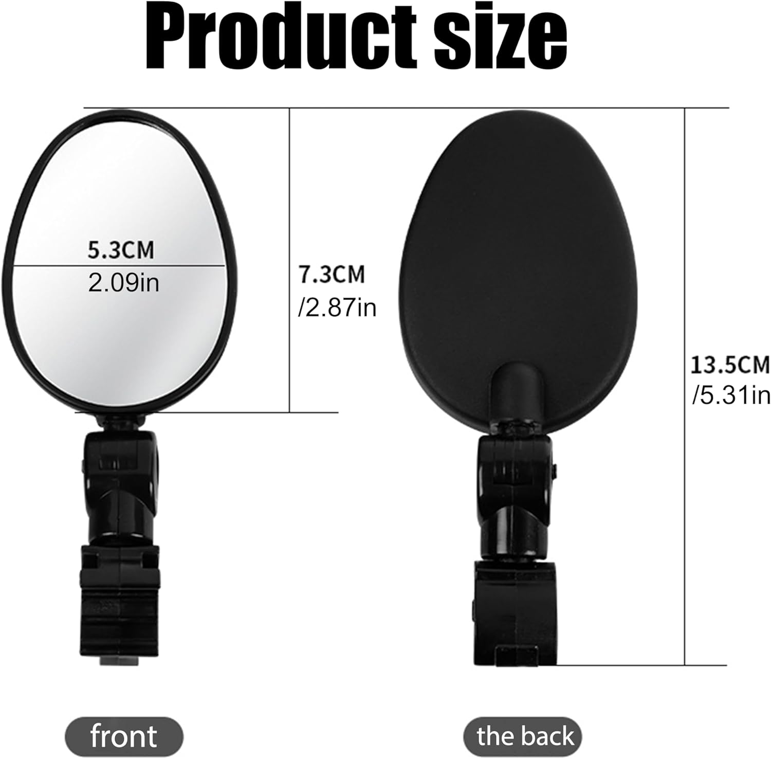 360-Degree Adjustable Bike Mirrors 2-Pack - Shockproof Acrylic Convex Lens for Mountain/Road Bikes, Universal Handlebar Rearview Mirror with Anti-Vibration Base image number 4