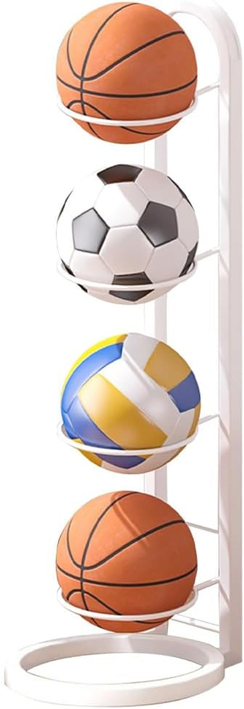 4-Tier Folding Soccer Ball Storage Rack Holder,Freestanding Garage Sports Equipment Organizer,Foldable Ball Storage Rack, inside Movable Vertical Display for Basketball,Soccer,Volleyball image number 3