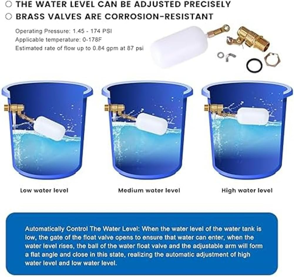 1/2 Inch Float Valve for Pond, Livestock Tanks, Aquariums - Water Shutoff Auto Fill Valve (3PCS) image number 5