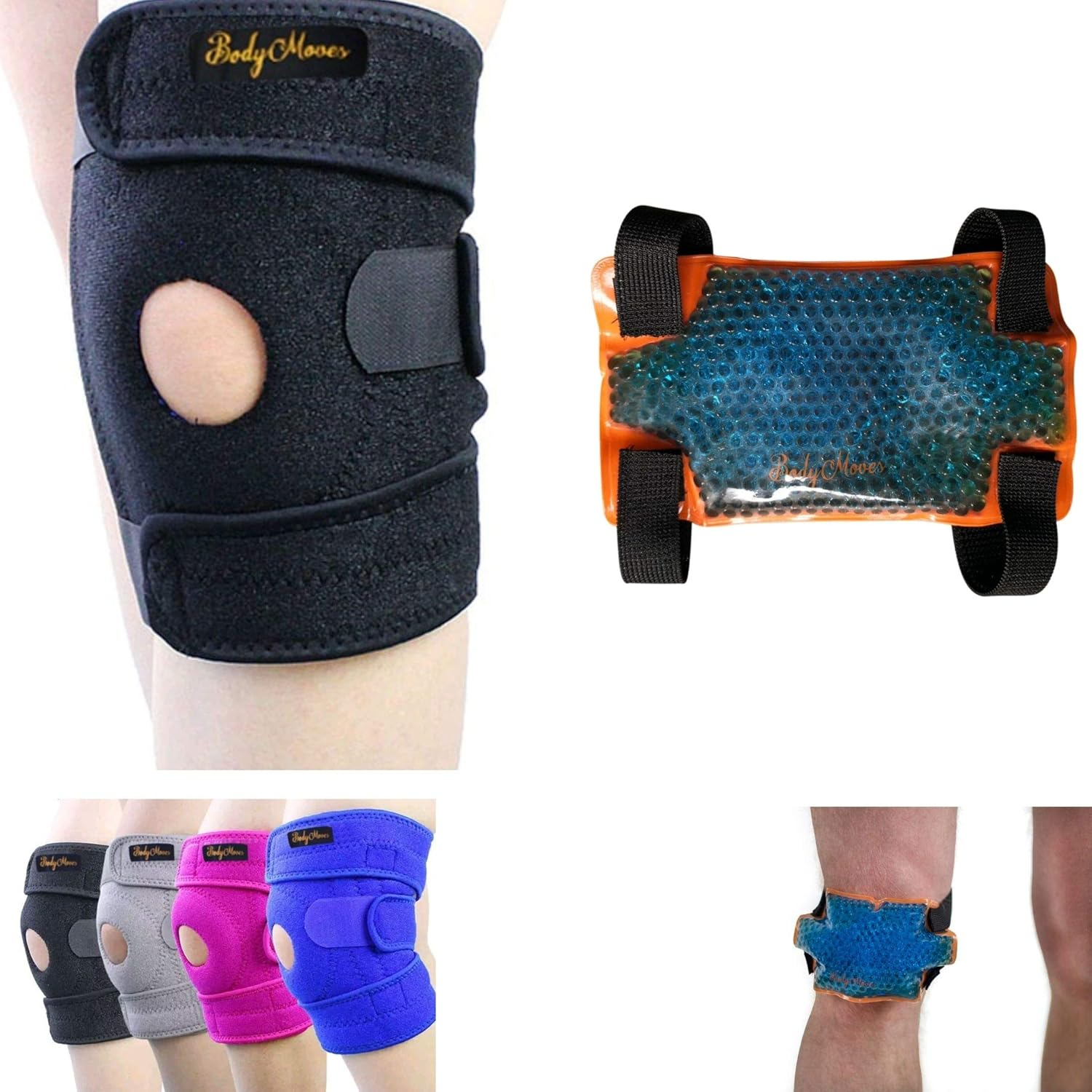 Bodymoves Kid'S Knee Brace Support plus Hot and Cold Ice Gel Pack for Stabilizing Patella Meniscus Tear Ligament Injury Prevention