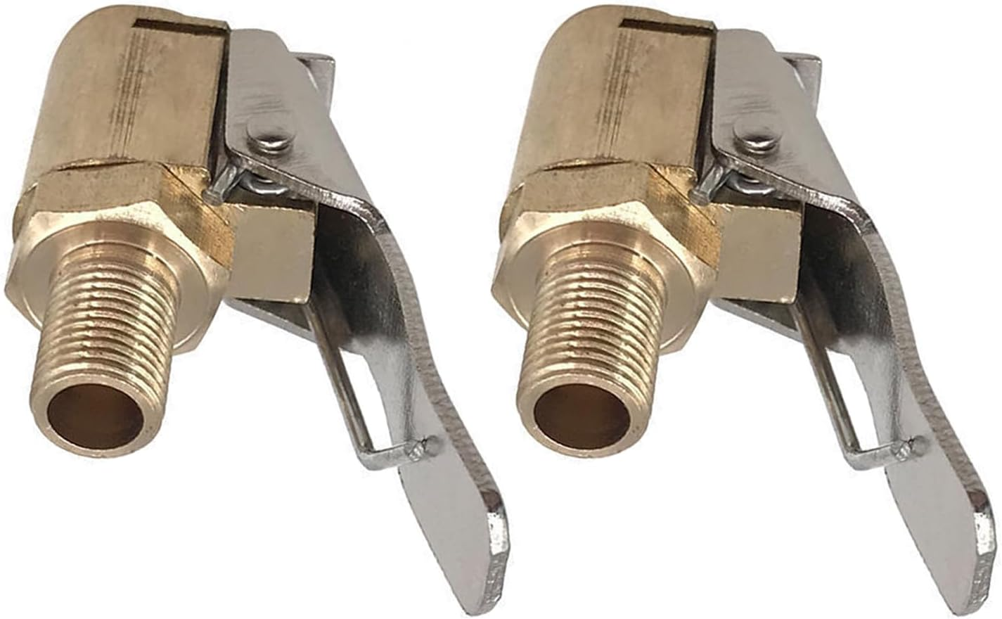 Tire Air Chuck with Clip Adapter, 2Pcs Brass Locking Tire Inflator Nozzle Adapter Connect, Tire Chucks for Vehicle Inflator Compressor Pump Connecttool(Color:As Shown) image number 2