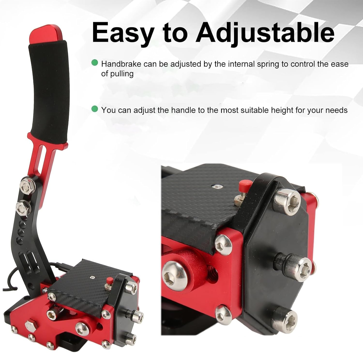 64 Bit USB PC Handbrake, 2 in 1 Sim Racing Game Handbrake, Professional Gaming Peripherals PC Handbrake Non- plus Hall Sensor for G920, Game (Red) image number 1