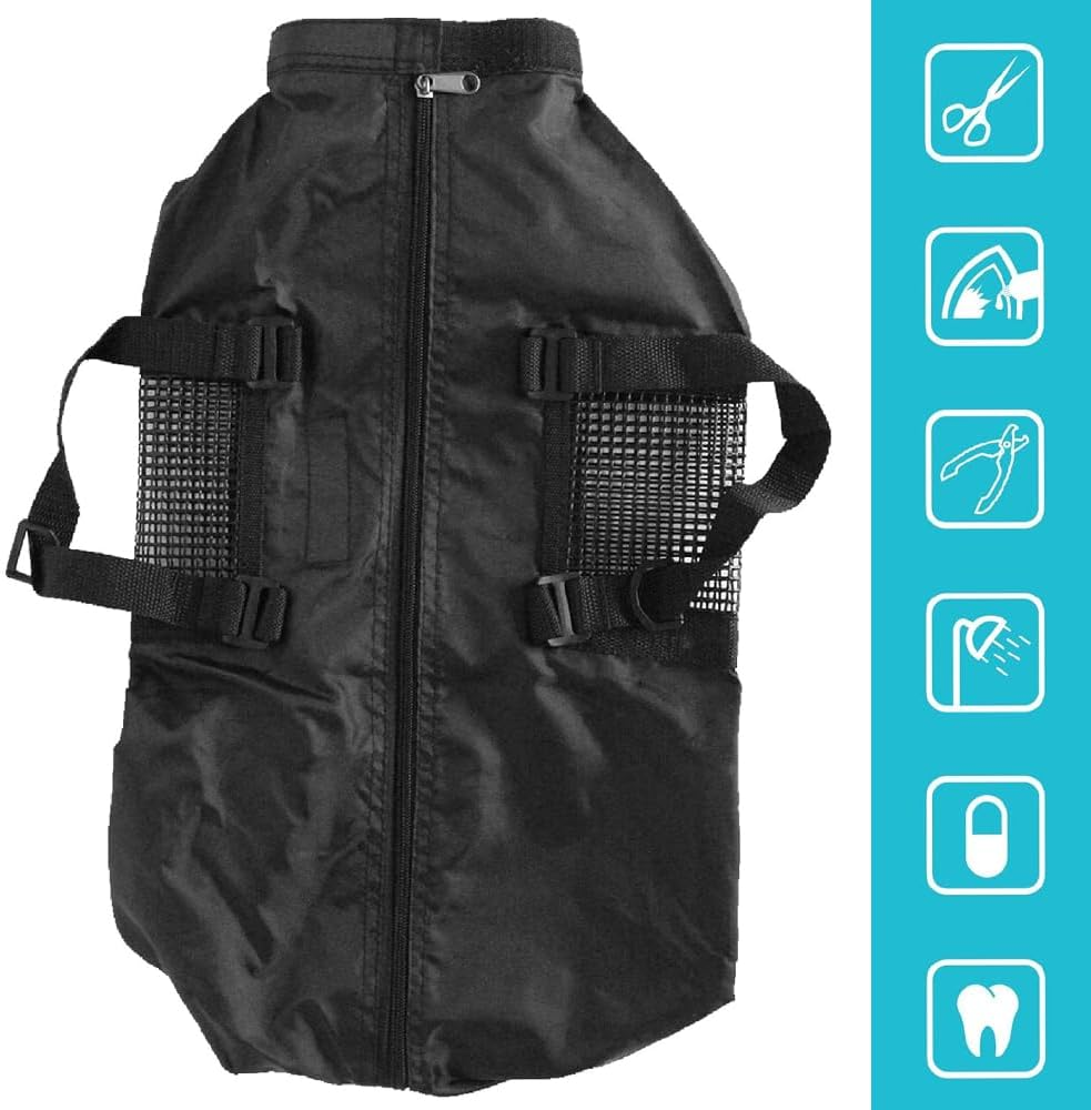 Breathable Adjustable Cat Grooming Bag with Muzzle, Anti-Scratch Restraint for Nail Trimming, Bathing, Ear Cleaning & Dental Care, Portable, Wear-Resistant Pet Grooming Bag