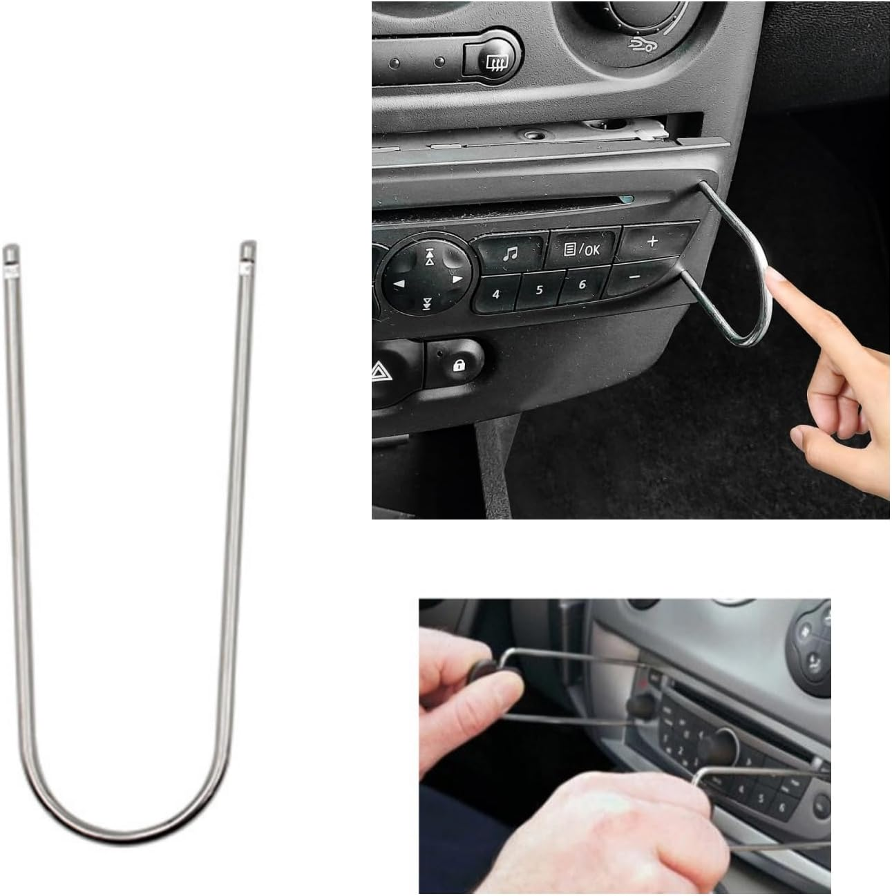 6 Pieces Car Radio Removal Pry Tool U-Shaped &V-Type Automotive Car Radio Removal Pry Tool Kit Stainless Steel Car Radio Removal Tool for Disassembly of Most Car Audio Frequency Converter
