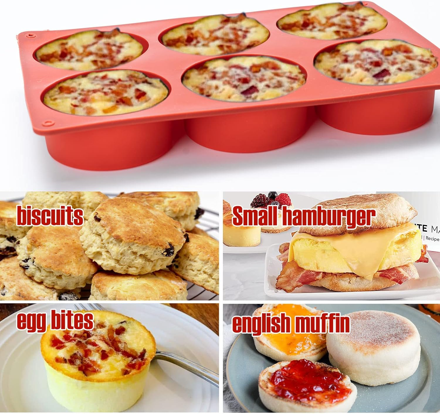 Silicone Egg Molds Frittata Pan, 2 Pack Starbuc Bites Molds Deep 3 Inch Dash Cups Sous Vide Mold round Rolls for Breakfast Sandwiches Omelets Dinner Rolls Baking image number 5