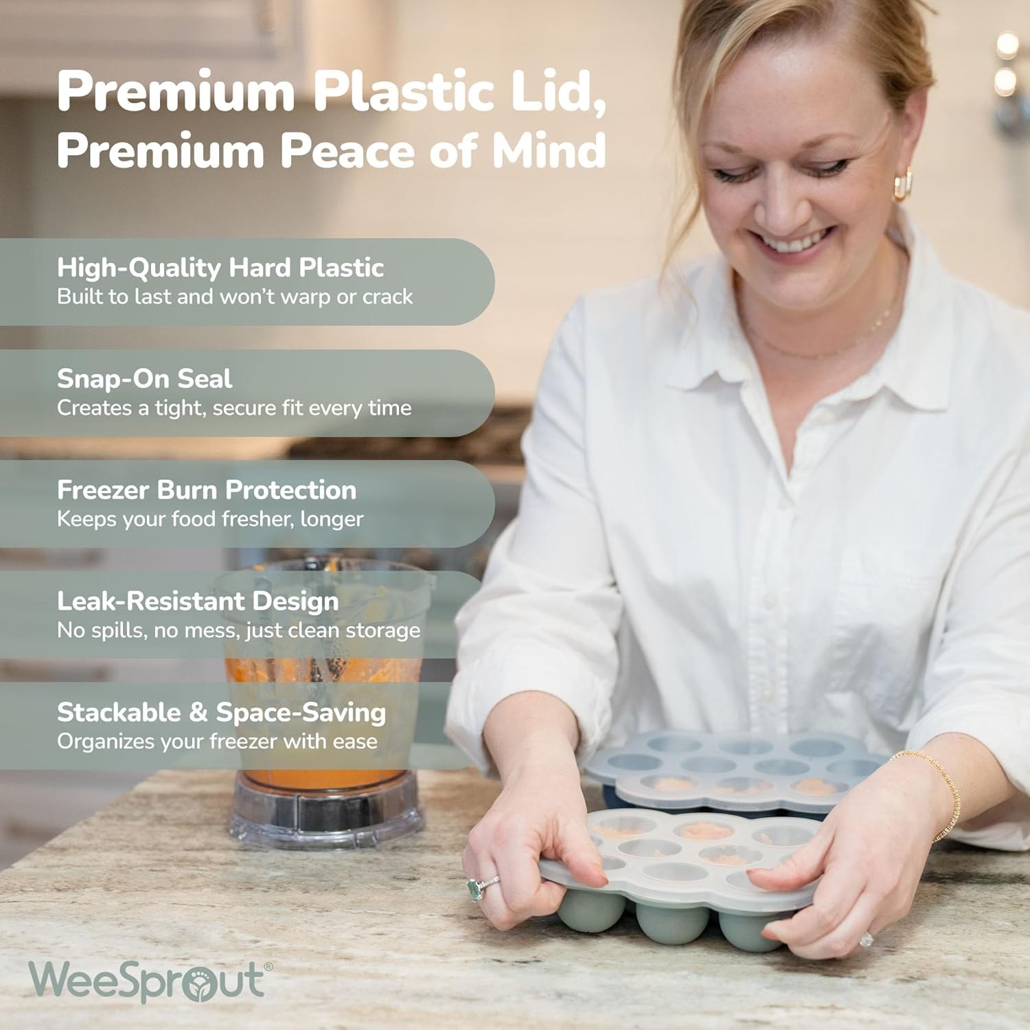 Weesprout Baby Food Freezer Tray with Hard Plastic Lid (Temp RED) image number 4