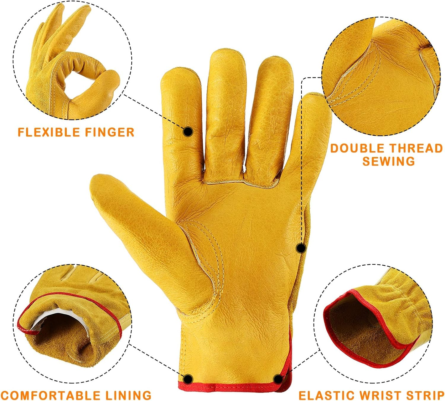 Garden Gloves Leather Gardening Gloves Thorn and Cutting Proof Work Garden Gloves image number 5