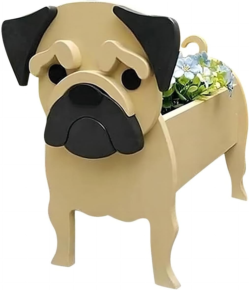Bamboo'S Grocery Lokii Meat Color Pug Dog Planter, Cute Dog Plant Pot, Animal Shape Plant Containers, for Outdoor Indoor and Garden Decoration Plants