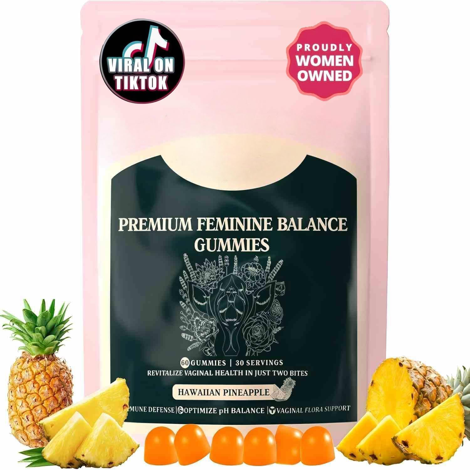 Feminine Balance Gummies | for Women&rsquo;S Health - Gluten-Free & Pineapple - 60 Vegan image number 2