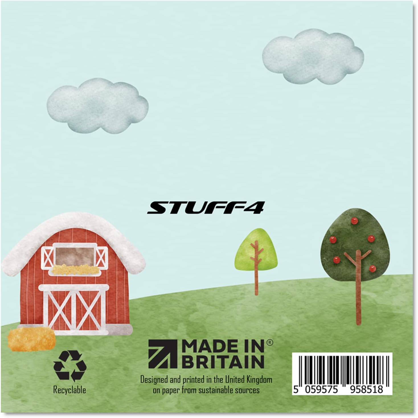 4Th Birthday Card Boy - Farmyard Farm Animals - Happy Birthday Card 4 Year Old Boy Girl, Girls Boys Birthday Cards for Him Her, 145Mm X 145Mm Greeting Card for Son Nephew Grandson Kid Children