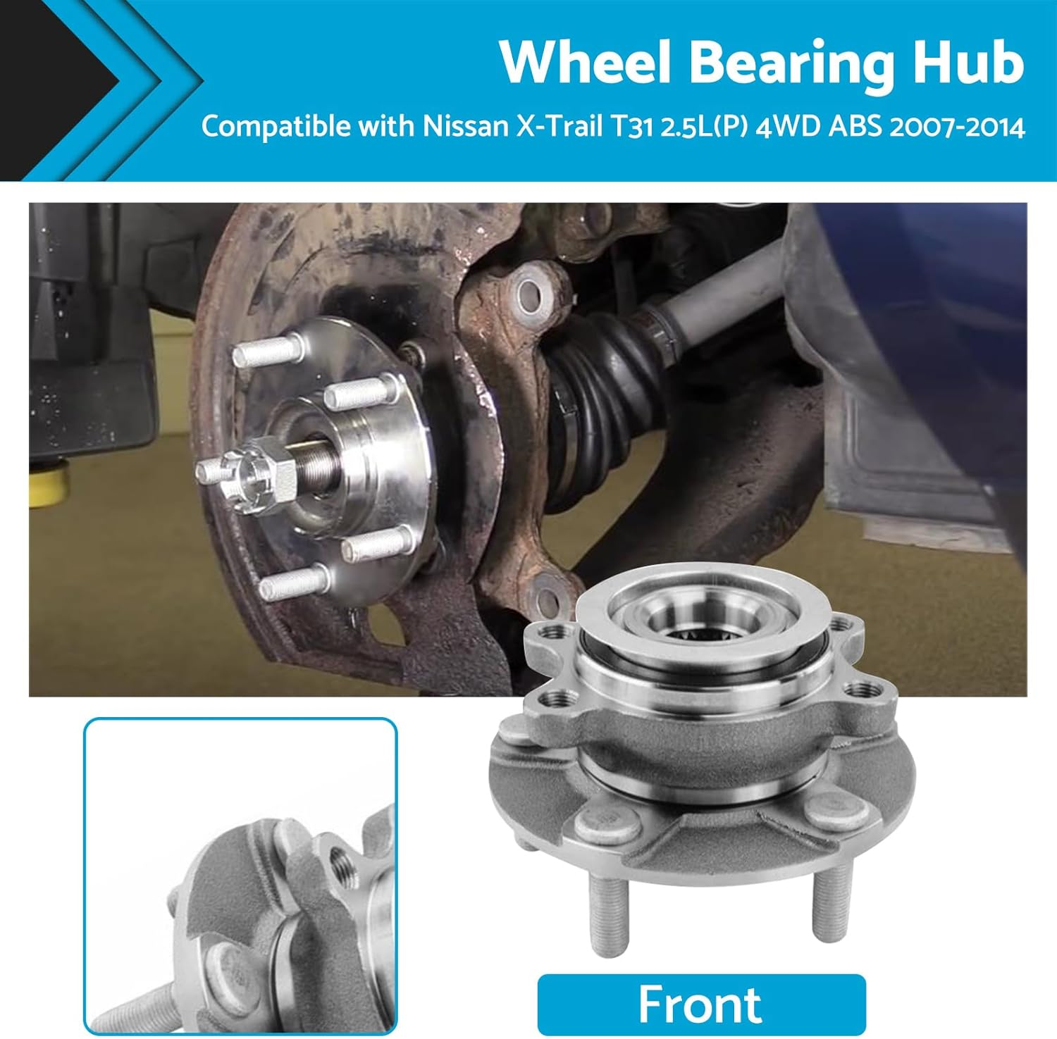 MAX COOL Front Wheel Bearing Hub Suitable for Nissan X-Trail T31 2.5L(P) 4WD ABS 2007-2014 image number 2