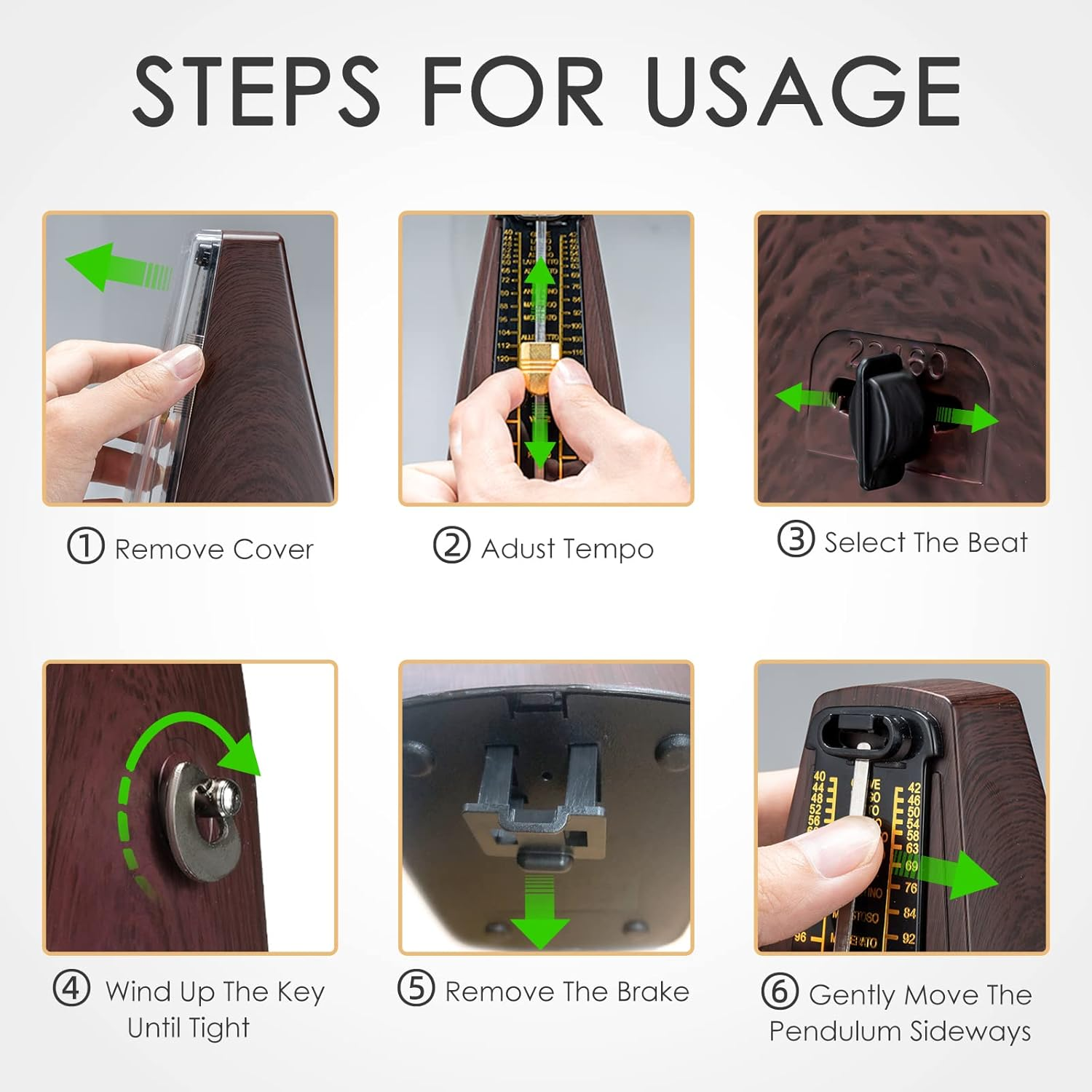 LEKATO Mechanical Metronome, Universal Metronome for Piano, Guitar, Ukulele, Violin and Chromatic, Loud Sound, High Accuracy Track Beat and Tempo for Musician