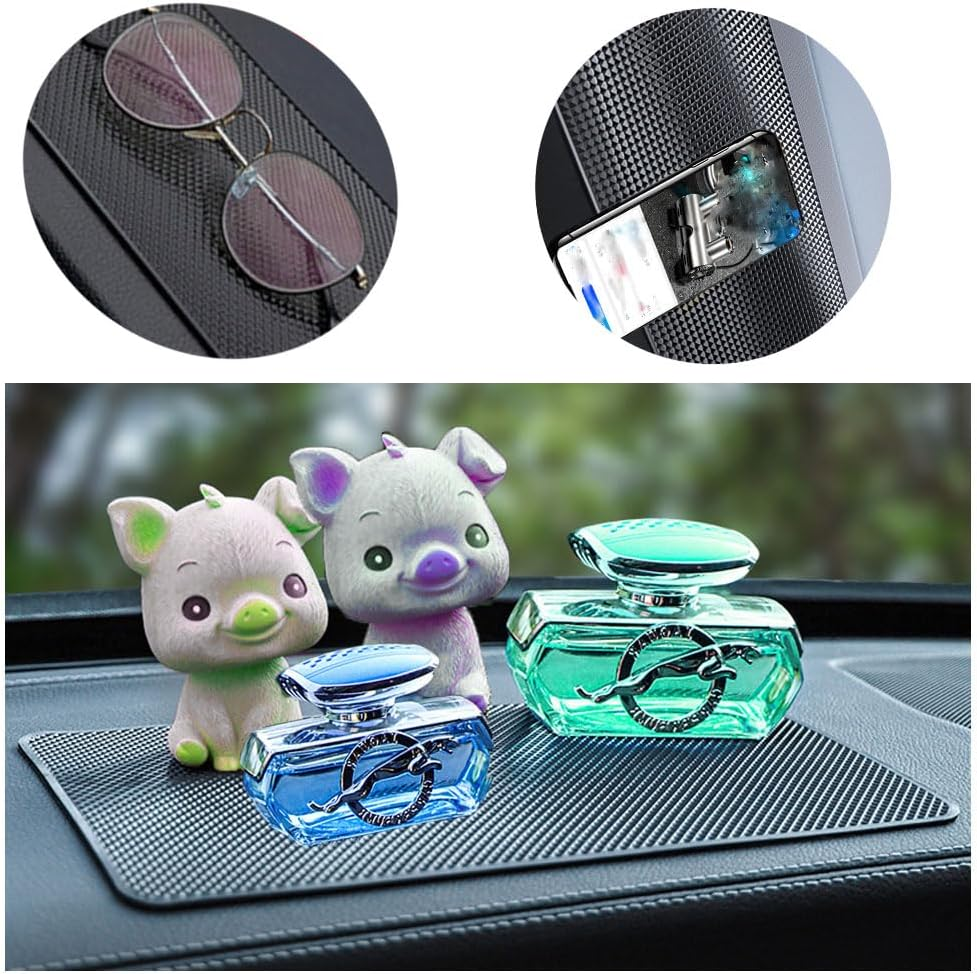 2 Pack Non-Slip Mat for Car, Anti-Slip Pads, Silicone Gel Mat for Cellphone Ornaments Fixed Center Console Grid Holds Cell Sunglasses, Keys, Coins, Phones (Black) image number 1
