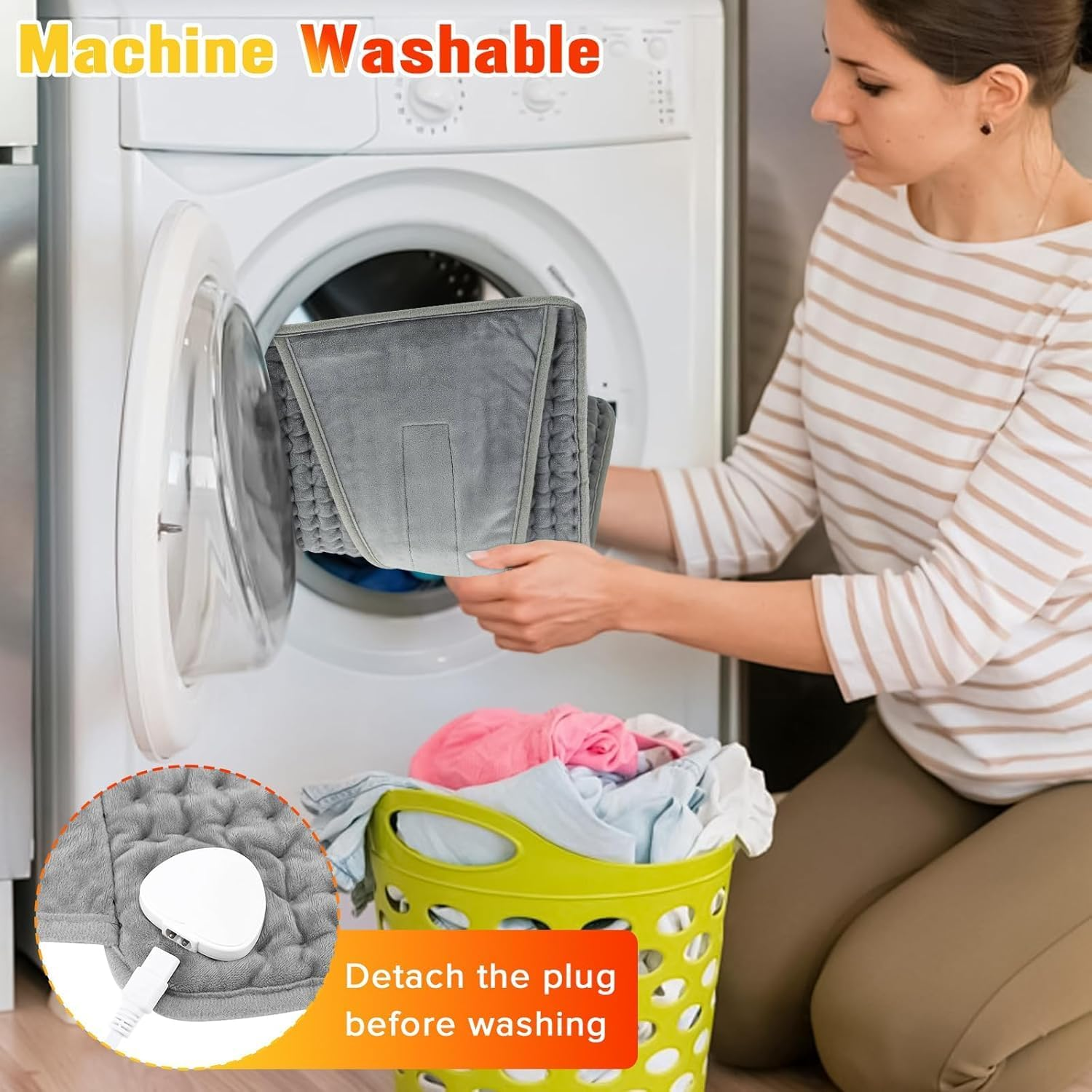 Yakiter Heating Pad for Back Pain, 30X125Cm Heating Pad with 9 Heating Levels and 4 Timer Auto Off, Fast Heating，For Cramps Neck Abdominal Shoulder, Machine Washable