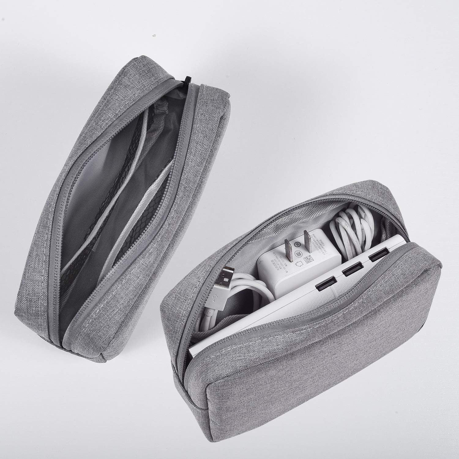 Electronics Accessories Organizer Bag,Portable Digital Storage Bag Cable,Power Bank,Charger,Charging Cords,Mouse,Adapter,Earphones More Out-Going,Business,Travel Gadget Bag,Grey(Small+Big) image number 5