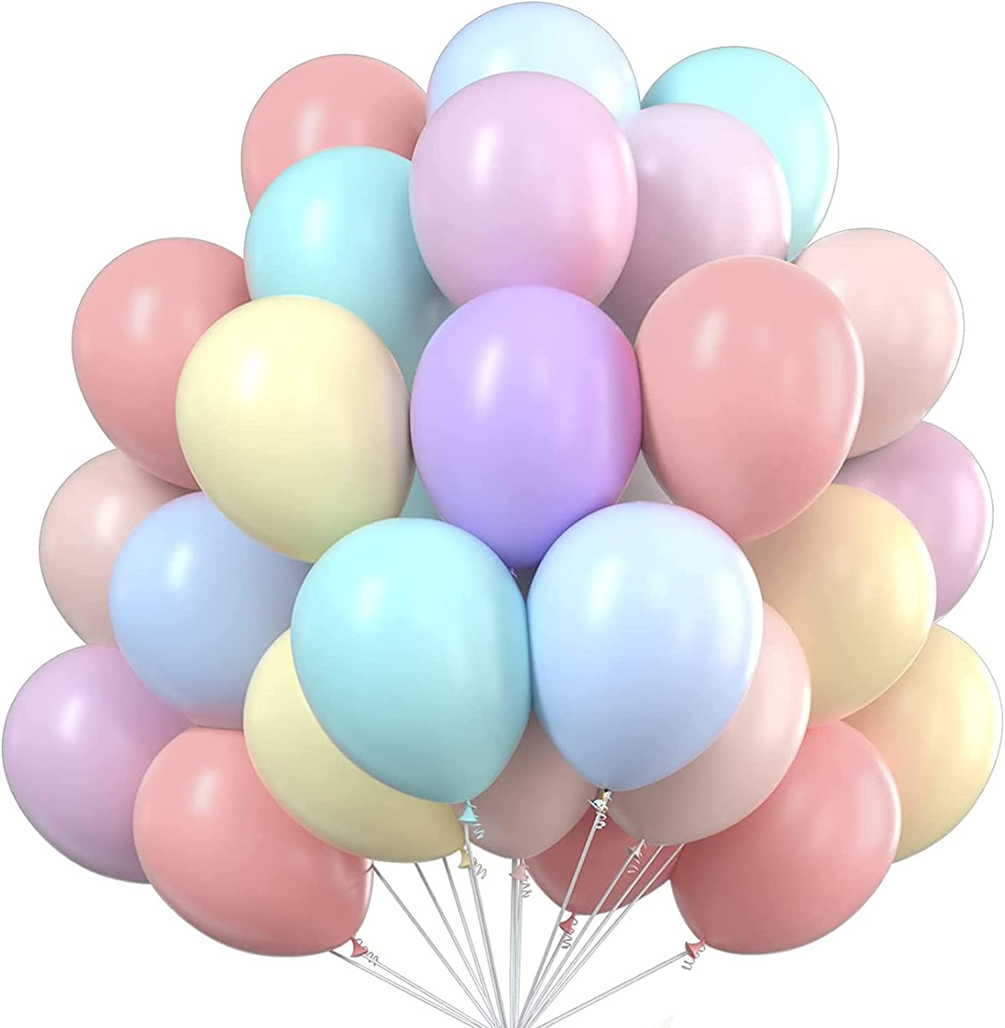 Party Pastel Balloons 100 Pcs 10" Macaron Candy Colored Latex Balloons for Birthday Wedding Engagement Anniversary Christmas Festival Picnic or Any Friends & Family Party Decorations - Multicolor image number 2