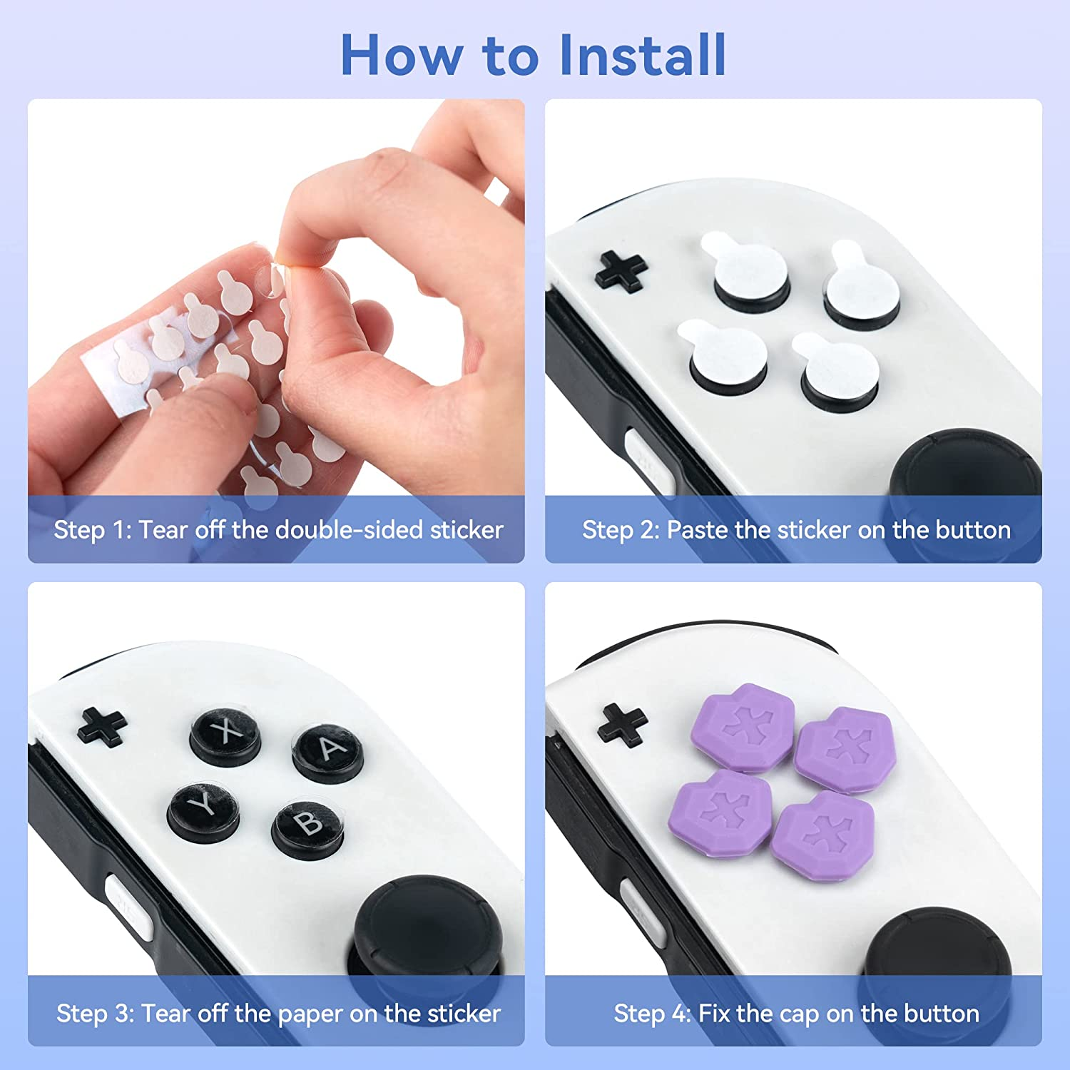 Geekshare Soft Silicone Pastel Cross D-Pad Button Caps Set - ABXY Key Buttons Sticker Compatible with Switch/Oled Game Console (Spooky Cat) image number 2