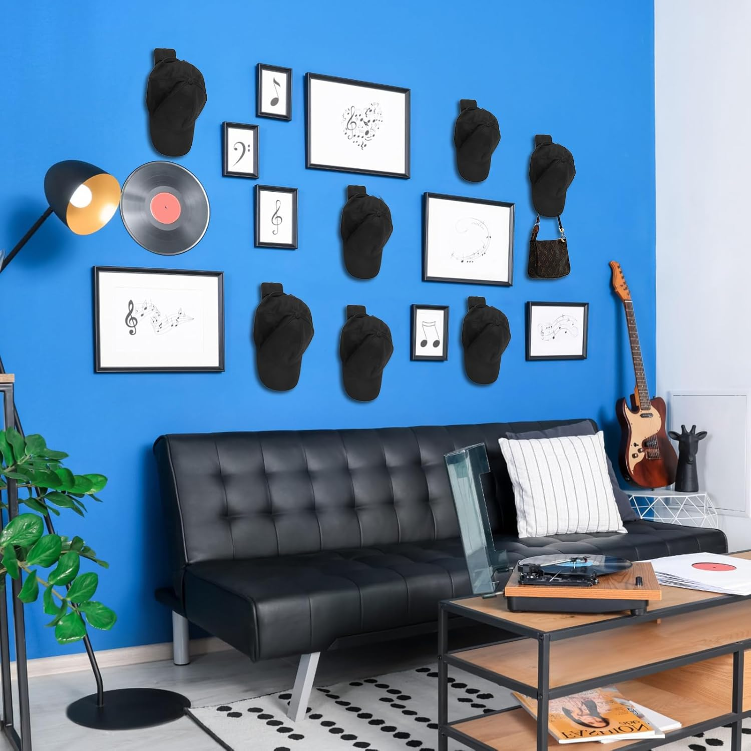 12 Pcs Headphone Wall Hangers Adhesive Gaming Headset Holder Hooks for Wall Mount Strong Universal Stand Hooks for Most Headphone Controller, Hat, Baseball Caps, Closet, Door (Black) - 12, Black image number 2