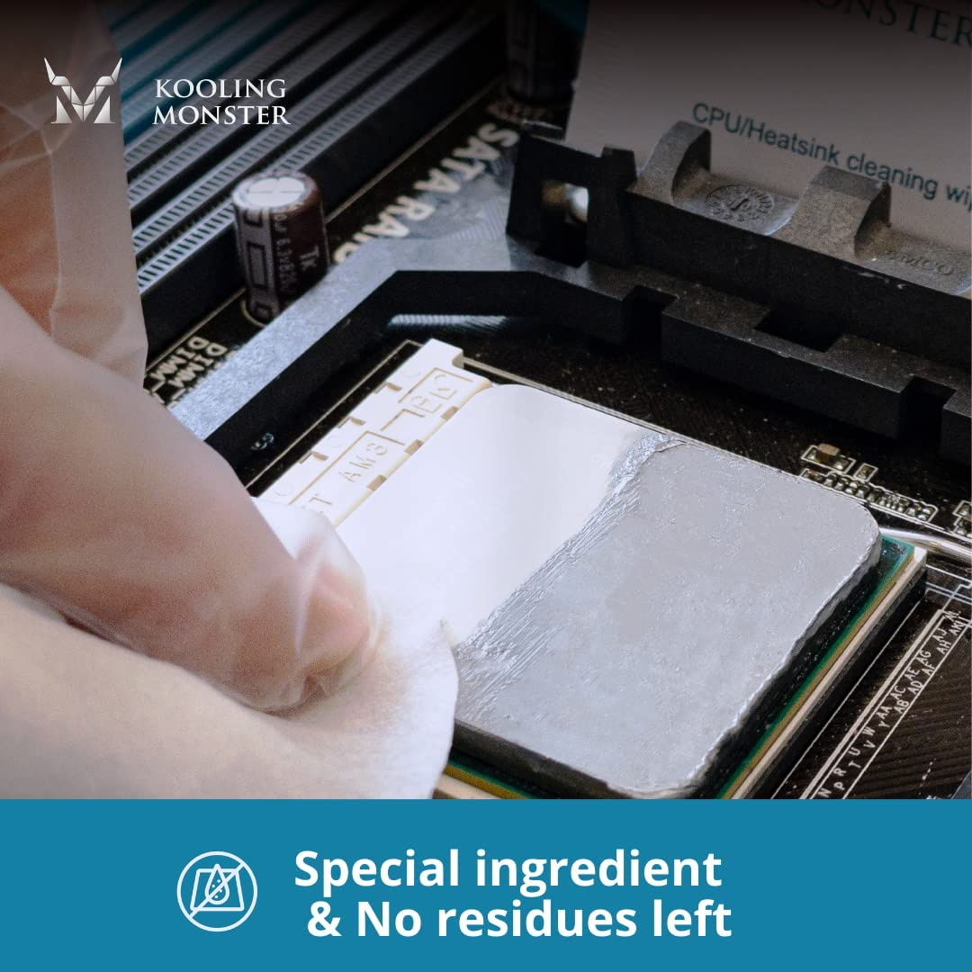 KLEAN-01, Thermal Paste Remover, No Impurities Thermal Compound Cleaning Wipes, Inc. Gloves (20 Wipes) image number 3