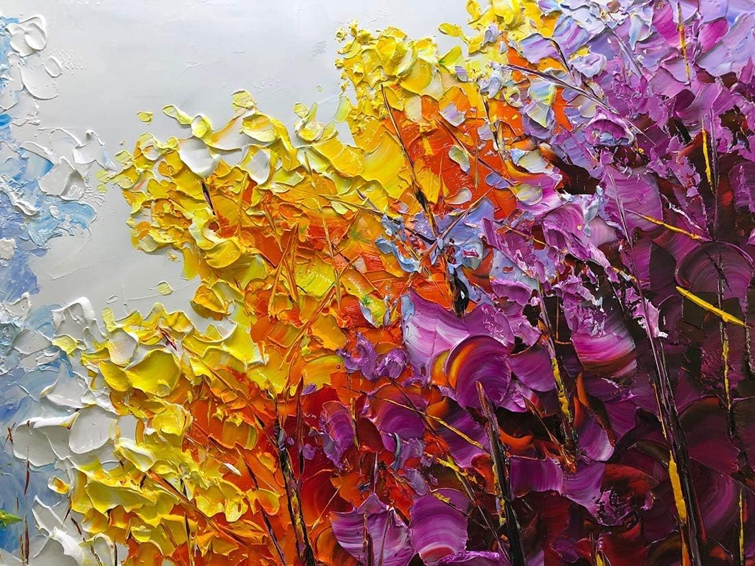 Framed Oil Painting,Hand Painted Modern Abstract Textured Big Wall Paintings,Can Be Hung Home Decoration Large Canvas Wall Art,Colorful Forest (100 X 50 Cm) image number 3