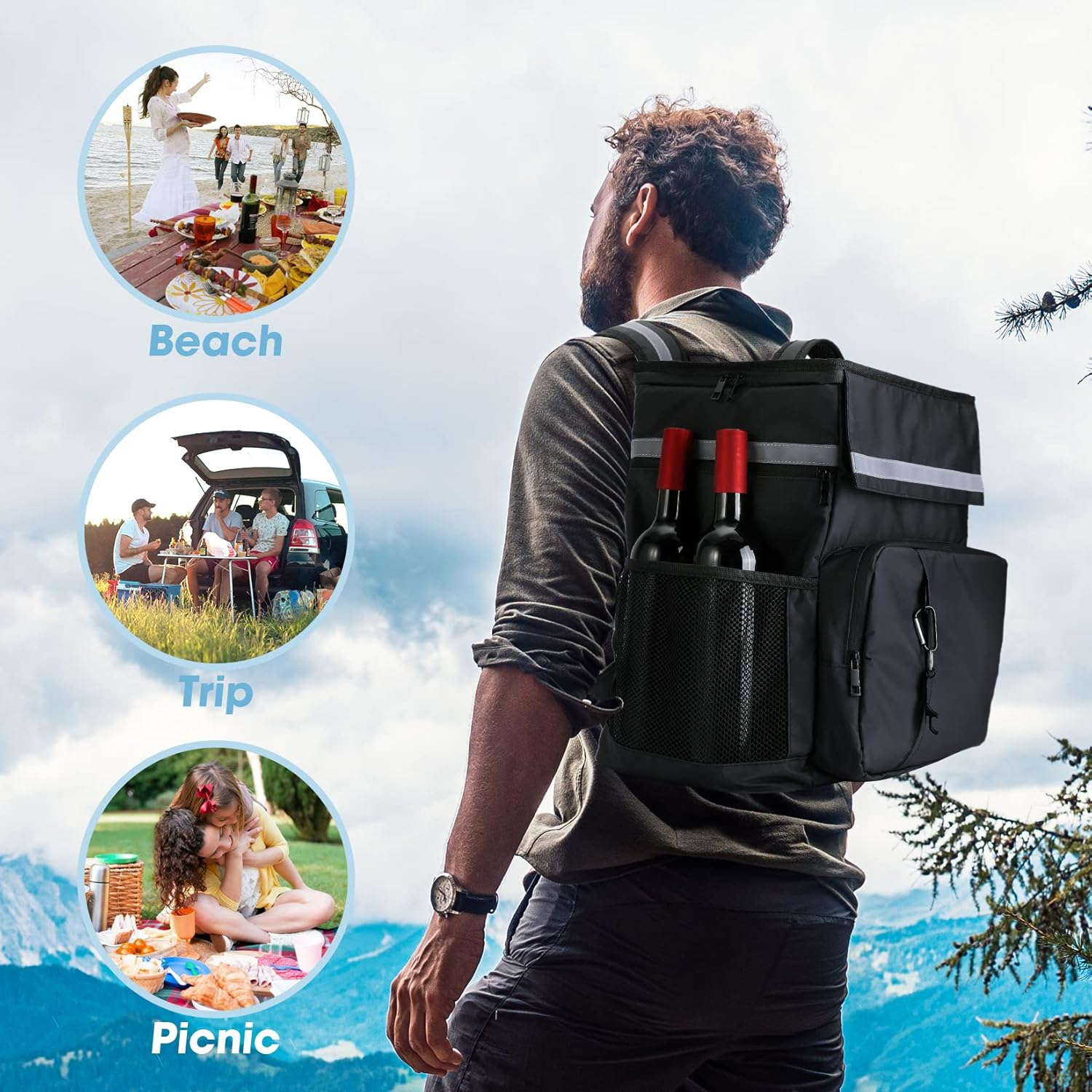 MATEPROX Large Cooler Bag Rucksack, 40L Leakproof Insulated Picnic Backpack Keeps 54 Cans with Bottle Opener, Waterproof Lunch Cooler Bag Backpack for Camping Beach Hiking Outdoor Activities image number 2