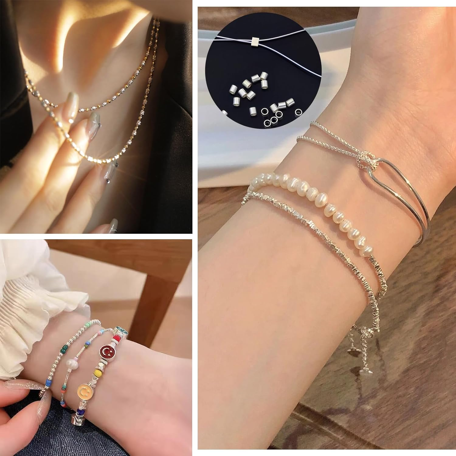 30 Pcs Crimp Beads for Jewelry Making - S925 Sterling Silver Crimping Beads, 2 Mm Crimp Tube Beads for DIY Earrings Bracelet Necklace Jewelry Making and Crafting image number 3