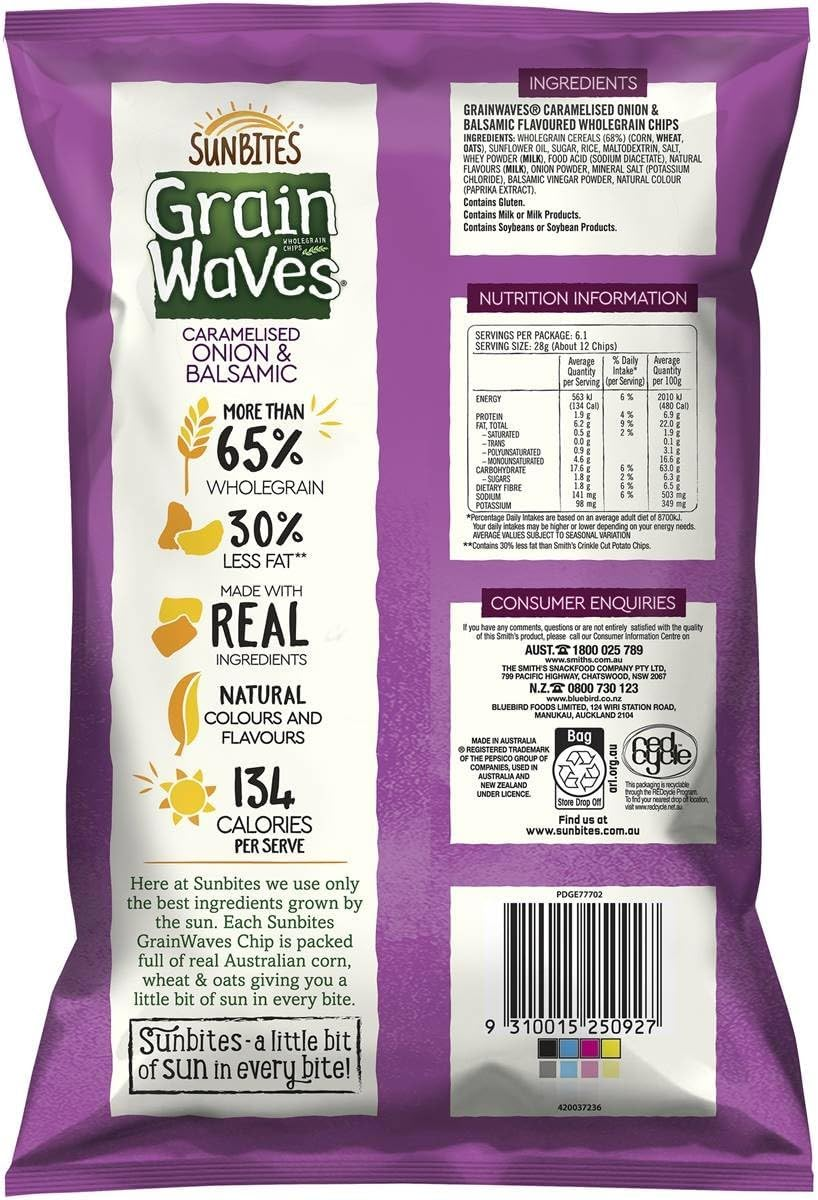 Grainwaves Sunbites Grain Waves Caramelised Onion and Balsamic Crisps 170 G image number 1