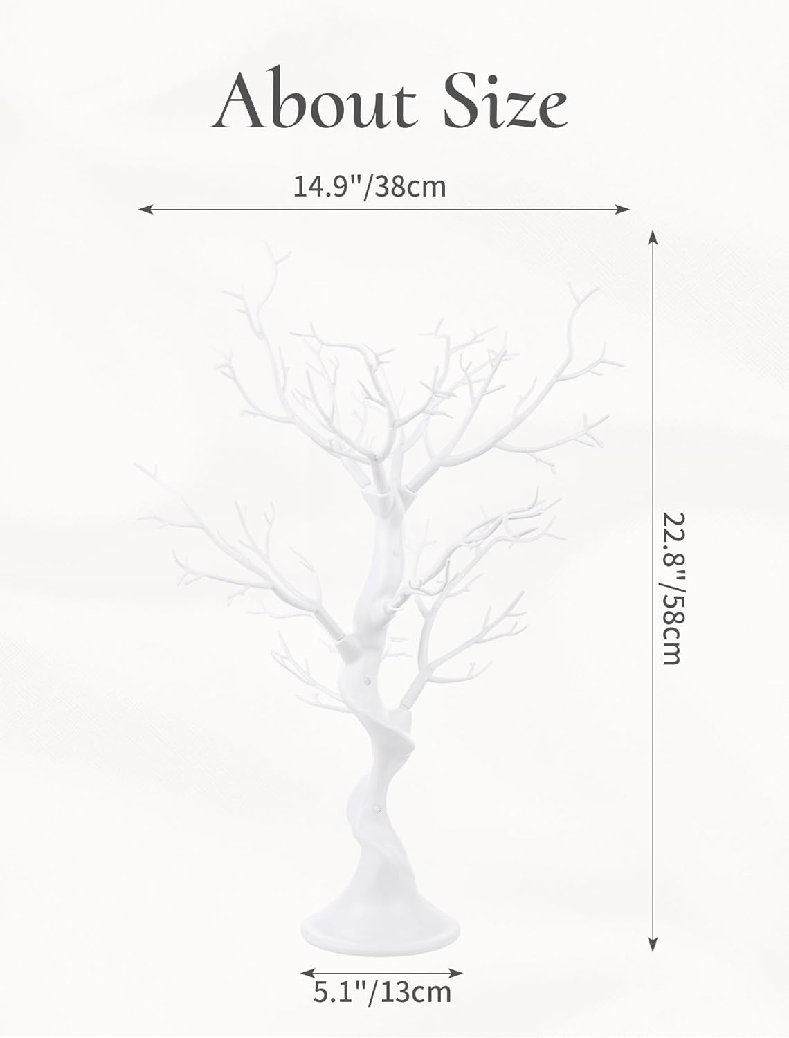 White Artificial Branch - 58 Cm High Christmas Tree for Table Decoration, Display, Easter, Wishing Tree for Wedding, Halloween, Birthday, Home Decor image number 5