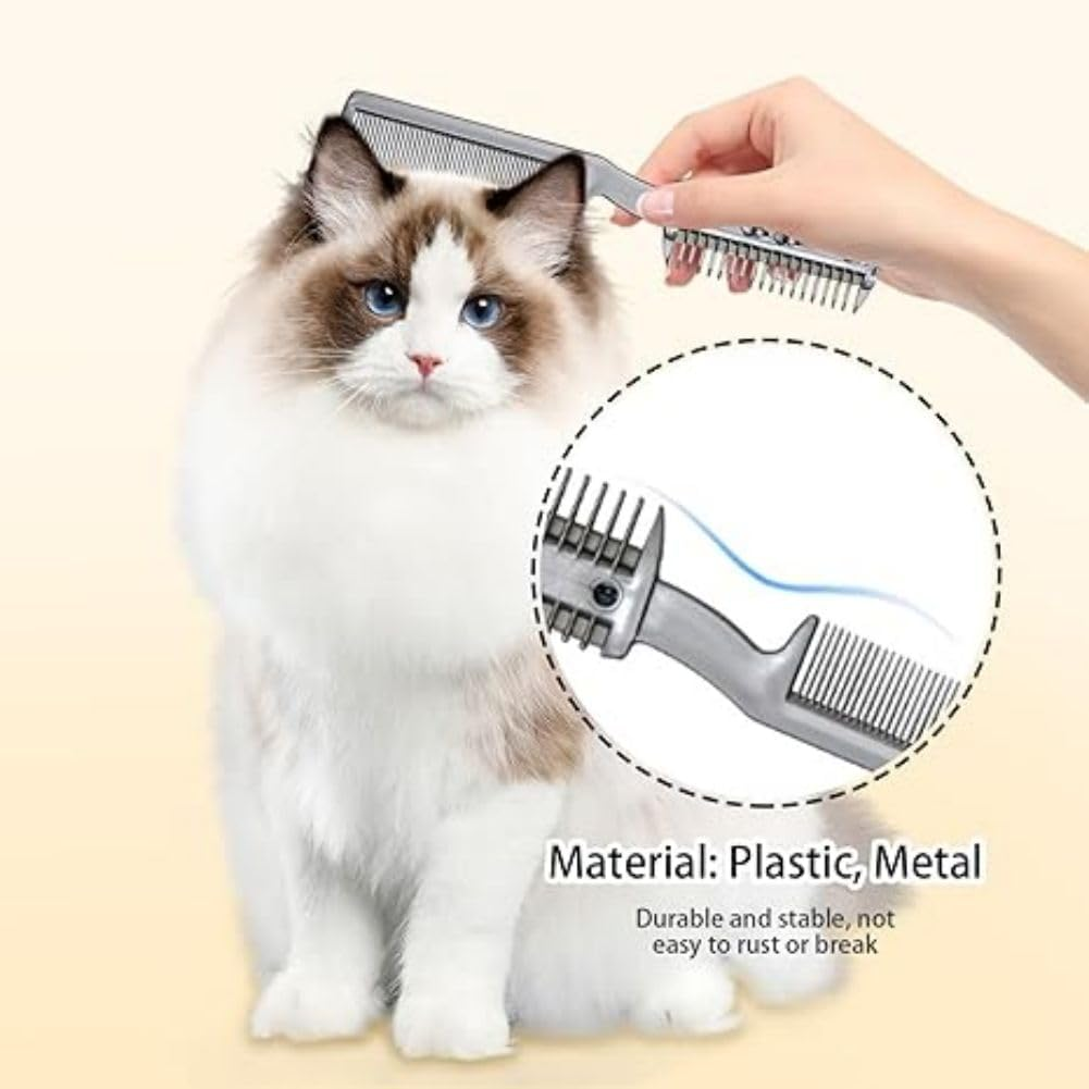 Hair Razor Comb for Dogs 2 Pcs,Multifunctional Hair Cutter Razor Comb Grooming Comb Plastic Double-Headed Trimmer Removing Tangles and Knots for Dog Pet Razor Combs with Metal Blade image number 3