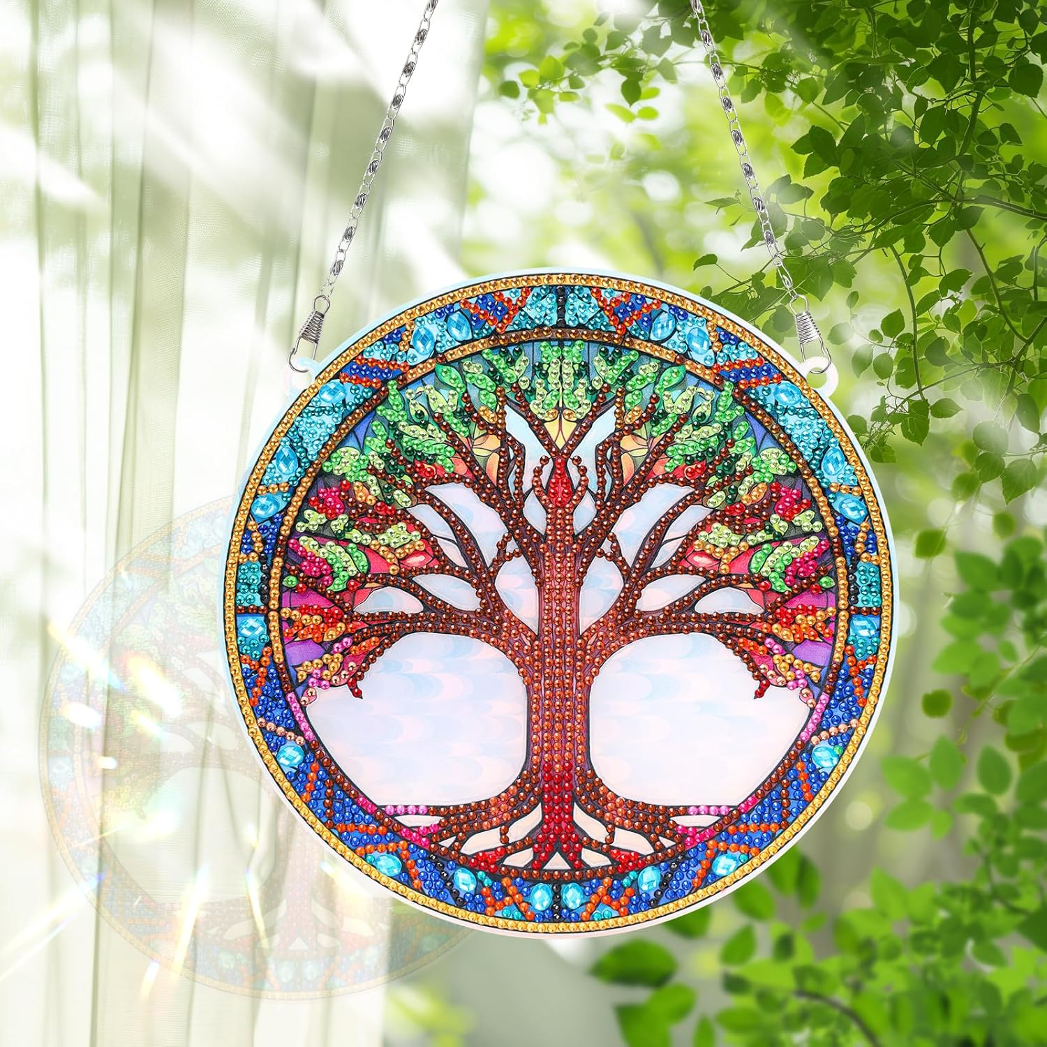 Suncatcher Diamond Art Kits with Tools, Tree Suncatchers for Windows, Diamond Hanging Gifts for Girls, Tree of Life Stained Glass Wall Hanging for Home Decor (Tree) image number 6