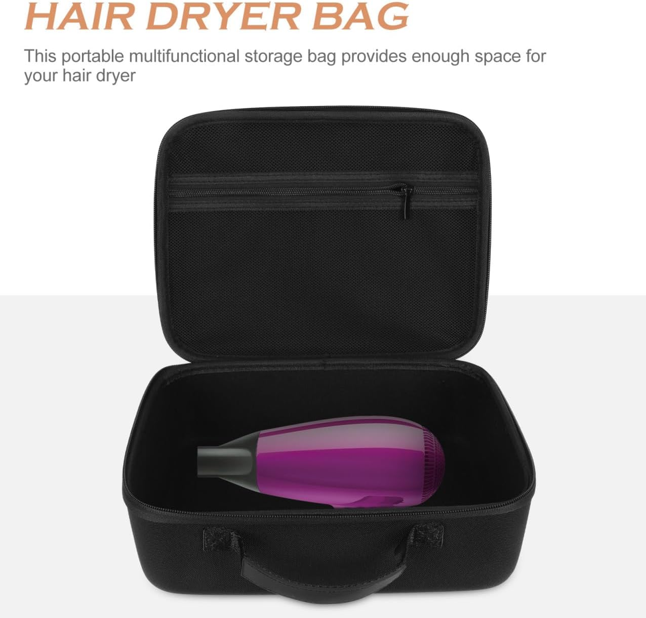 Hair Dryer Case Portable Toiletry Bag Eva Storage Organizer Travel Pouch for Hair Styling Tools Compact Protective Carrier for Travel Use image number 6