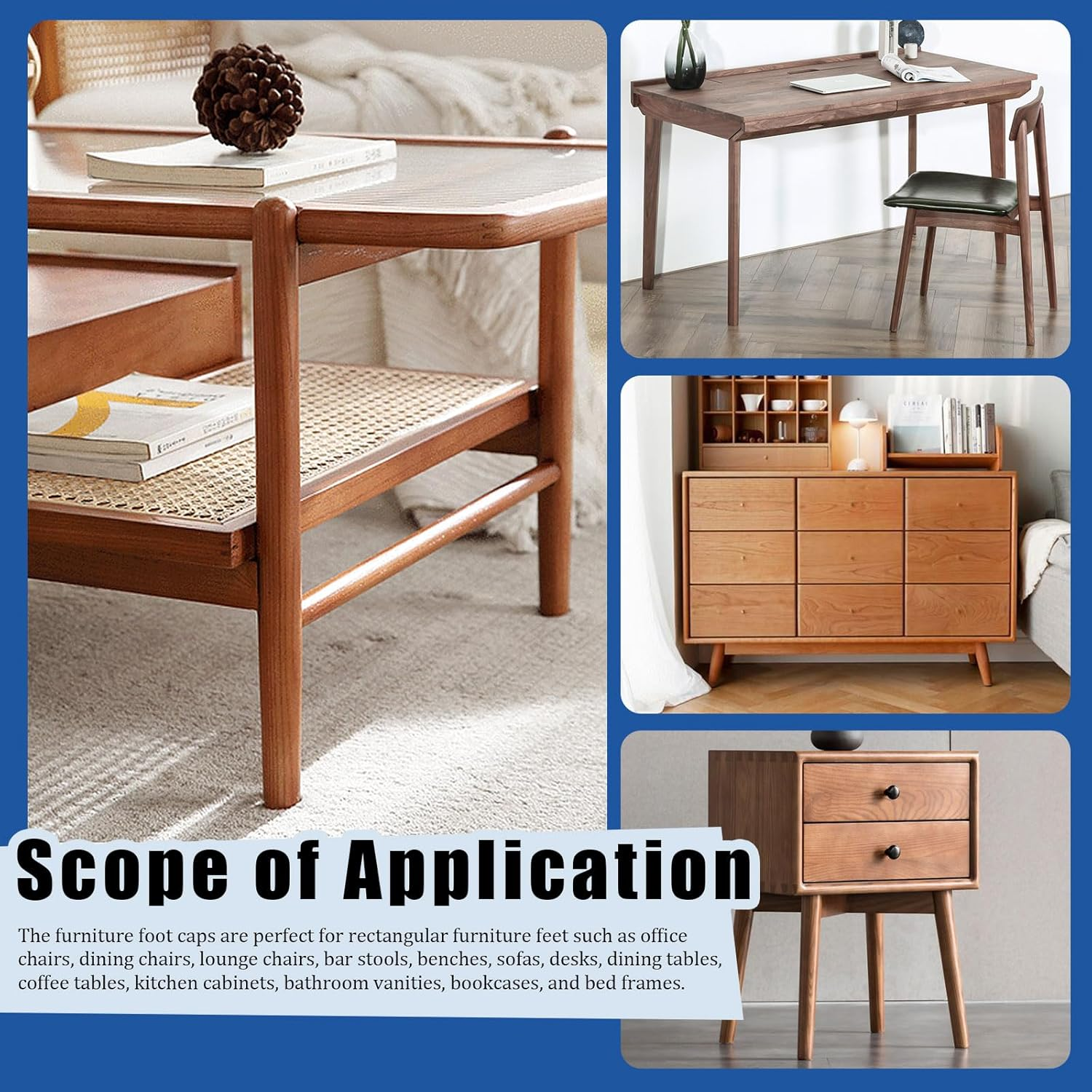 Glarks 10Pcs 30 X 60Mm Oval Chair Leg Caps, Black PVC Furniture Pad Table Feet Covers, Oval Chair Leg Covers to Protect Wood Tile Floors Felt Pads Furniture Leg Caps Reduce Noise image number 2