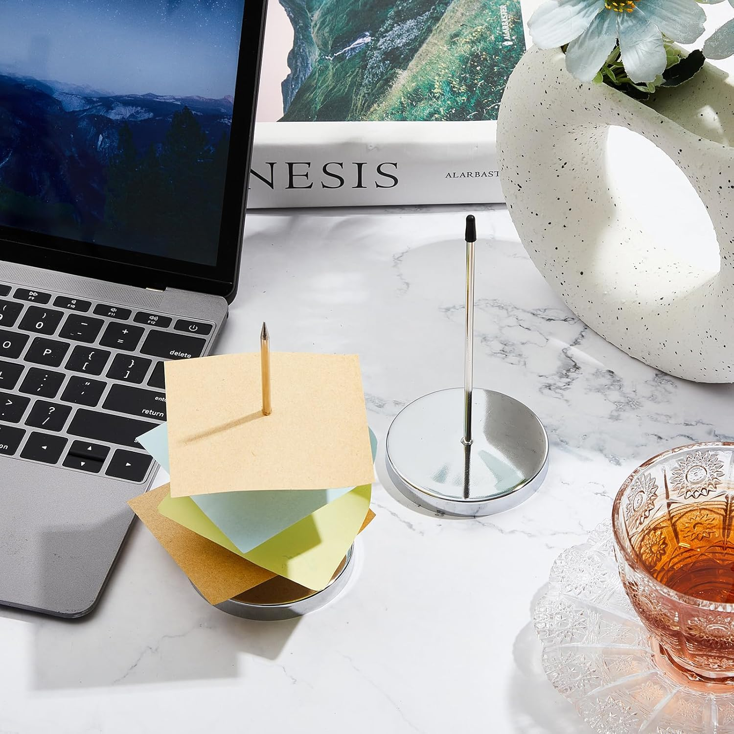 Henoyso Aluminum Slide Check Rack with 2 Pcs Receipt Holder Spike Desk Restaurant Ticket Sliver Rail Bill Orders Display for Kitchen Office Cafes Bar Note Organizer (24 Inch) (Ii-Henoyso-590) image number 2