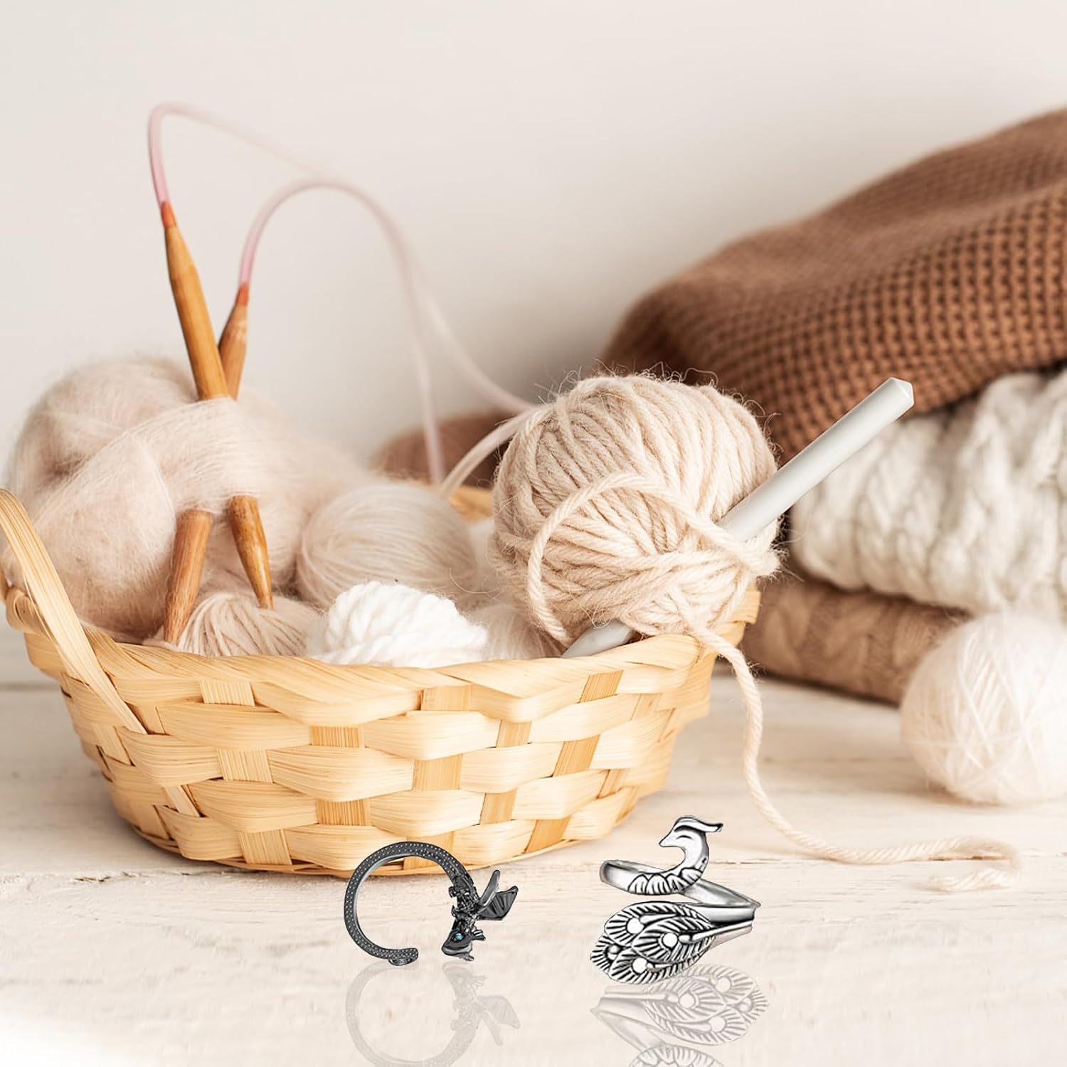 20PCS Crochet Ring & Stitch Markers Kits, Crochet Accessories and Gadgets, 10 Adjustable Tension Rings for Crocheting,Yarn Guide Rings for Crocheting, Knitting Ring,Metal Spiral Stitch Markers image number 3