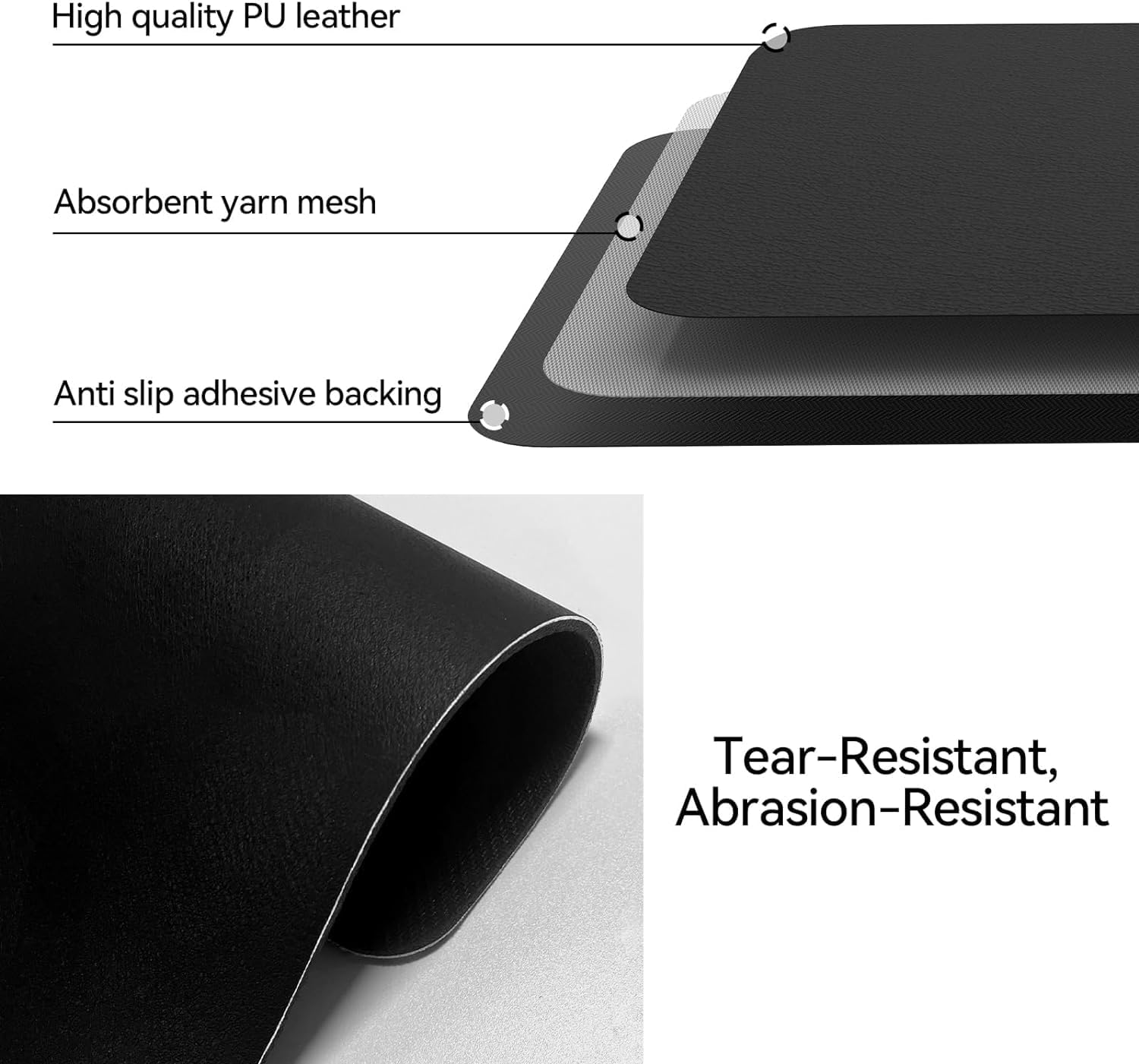 Dish Drying Mat for Kitchen Counter Coffee Machine Mat Counter Protector Spill Mat Non-Slip Rubber Mat for Coffee Machine (2P-BK, L) image number 6