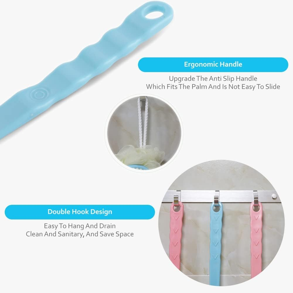 IFAN&trade; Back Scrubber for Shower Bath Brush Body Bath Back Scrubber&Bomb 2-Side Dual-Purpose Shower Pouf (Blue) image number 2