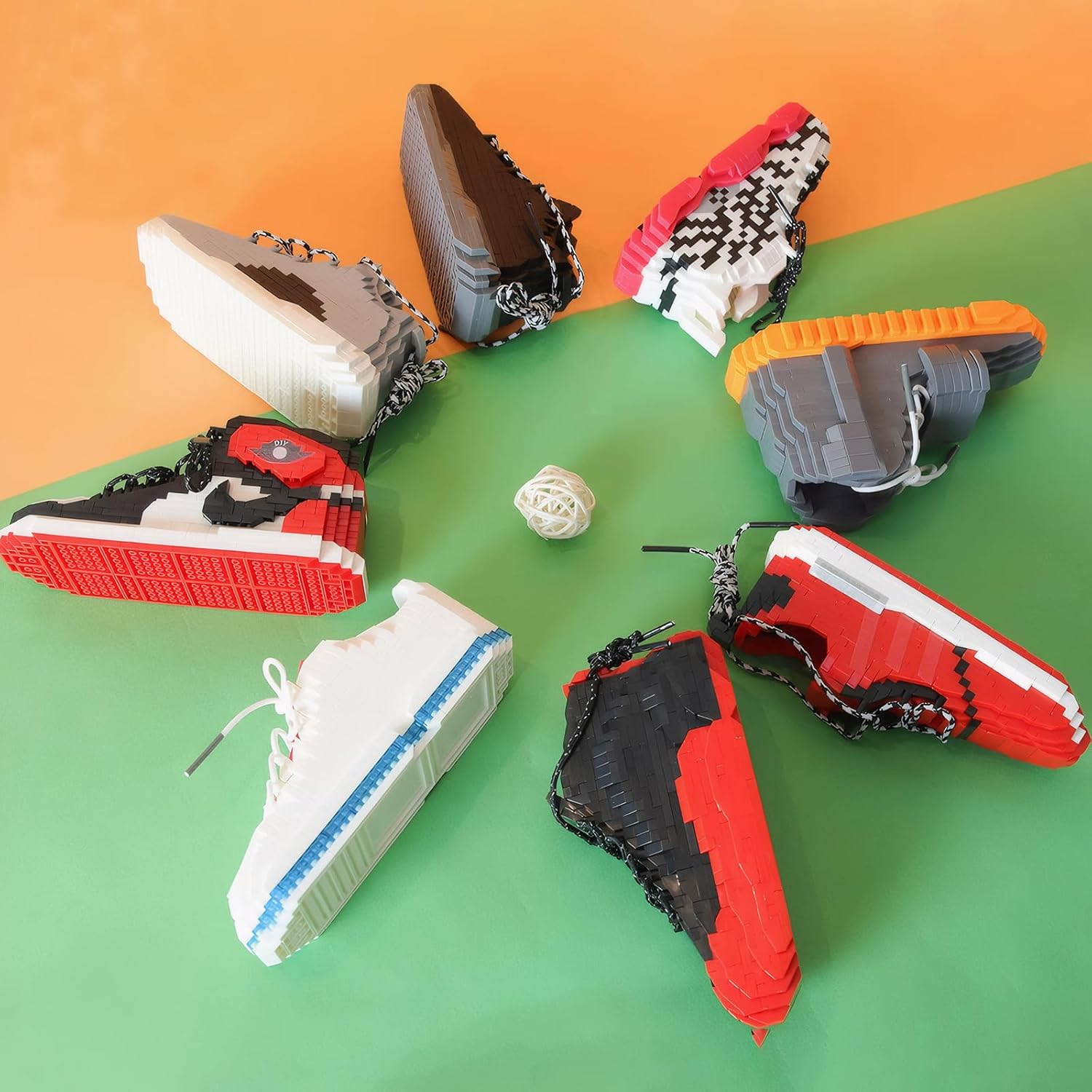 Mini Sneaker Building Blocks Set, 745 Pieces &ndash; DIY Basketball Shoe Toy for Kids (9+) & NBA Fans, Unique Gift Idea for Basketball Enthusiasts - Black-White-Red-1 image number 5