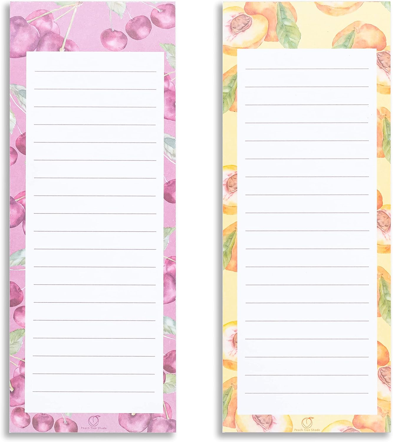 Magnetic Notepads, 2-Pack 60 Sheets per Pad 3.5&rdquo; X 9&rdquo;, for Fridge, Kitchen, Shopping, Grocery, To-Do List, Memo, Reminder, Book, Party, Stationery, (Fruitnotes Cherry & Peach) image number 4