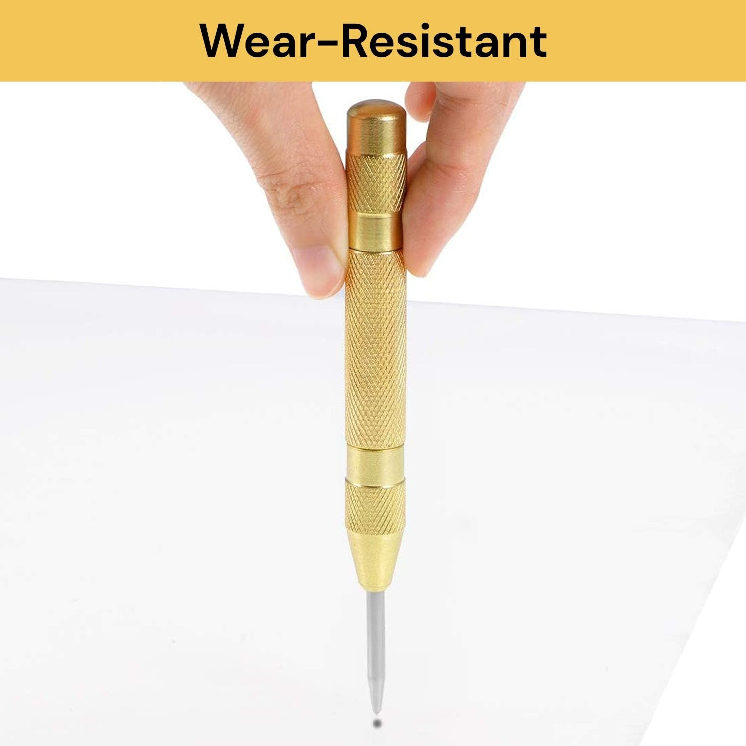 EZONEDEAL Automatic Center Punch - 5 Inch Brass Spring Loaded Center Hole Punch with Adjustable Tension, Hand Tool for Metal or Wood (2 Pack) image number 1