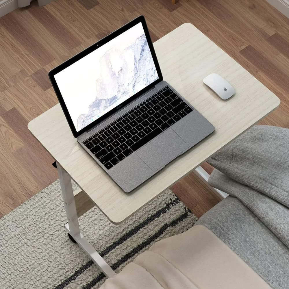 EZONEDEAL Laptop Table, Standing Desk Desktop Computer Desk Standing Study Desk Bed Side Table Home Office Travel Studio Furniture, Portable Wooden 360&deg; Rotating Lockable Caster Wheels Oak image number 3